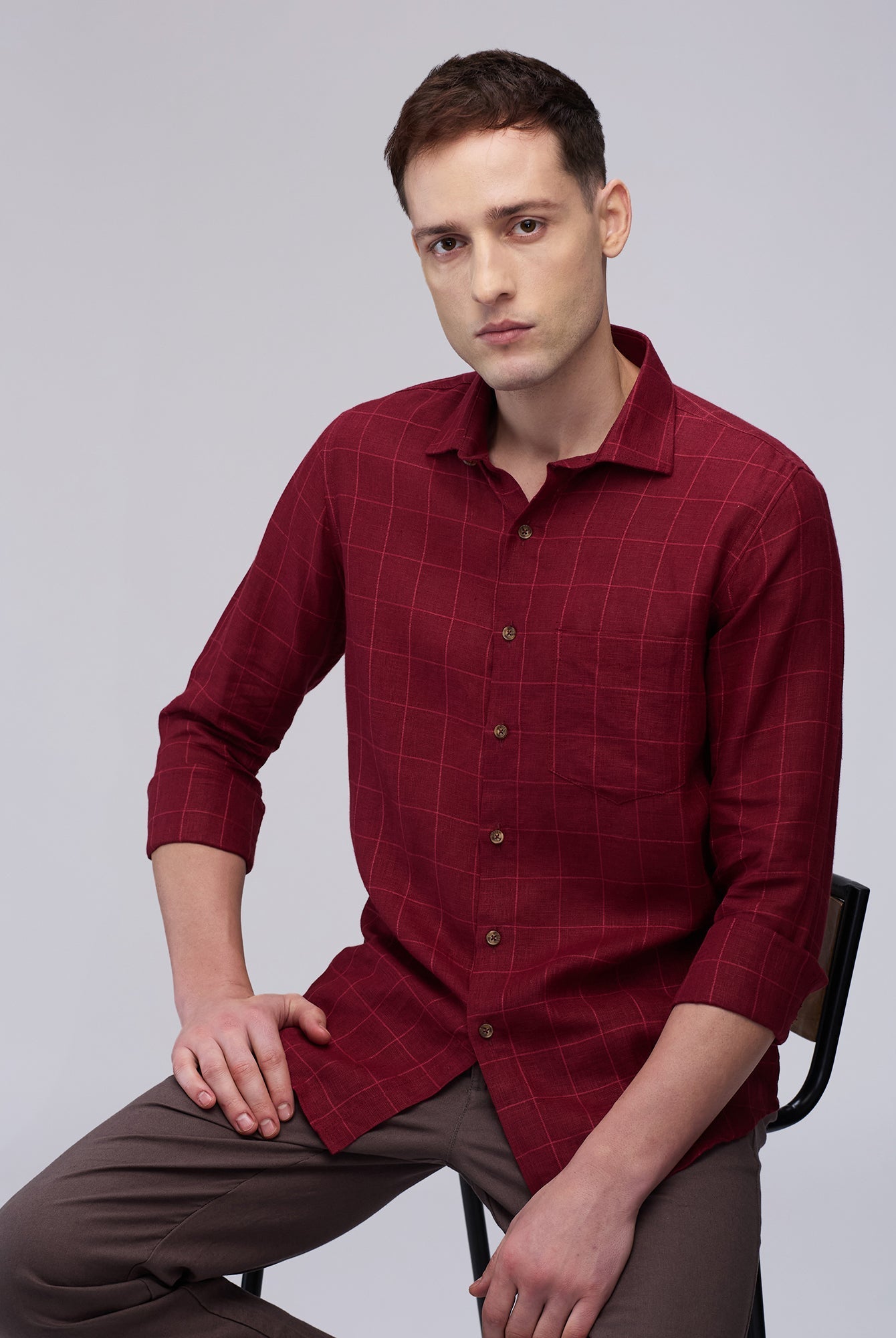 100% Linen Check Shirt - CiceroniMen Shirtsbhrāta