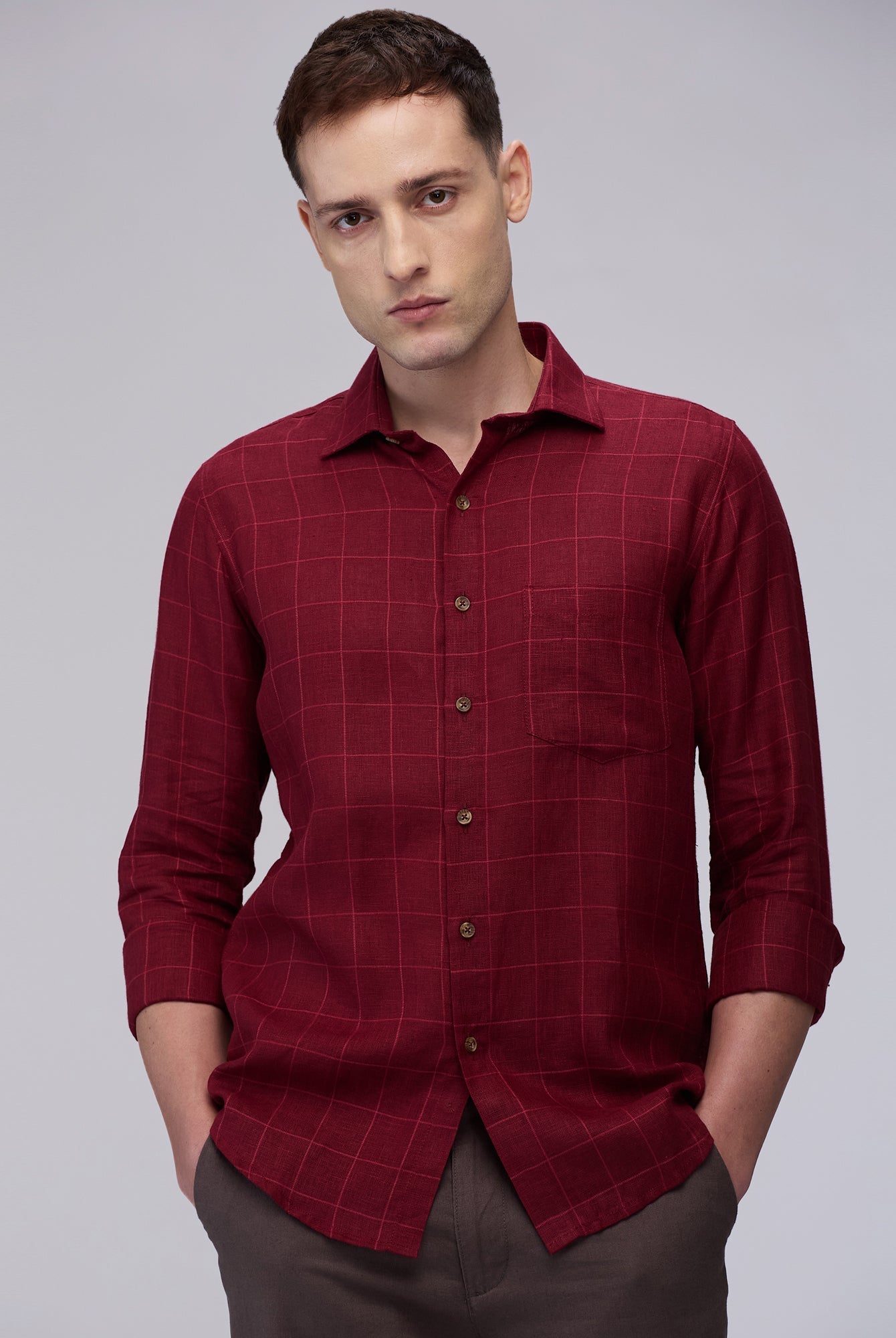 100% Linen Check Shirt - CiceroniMen Shirtsbhrāta