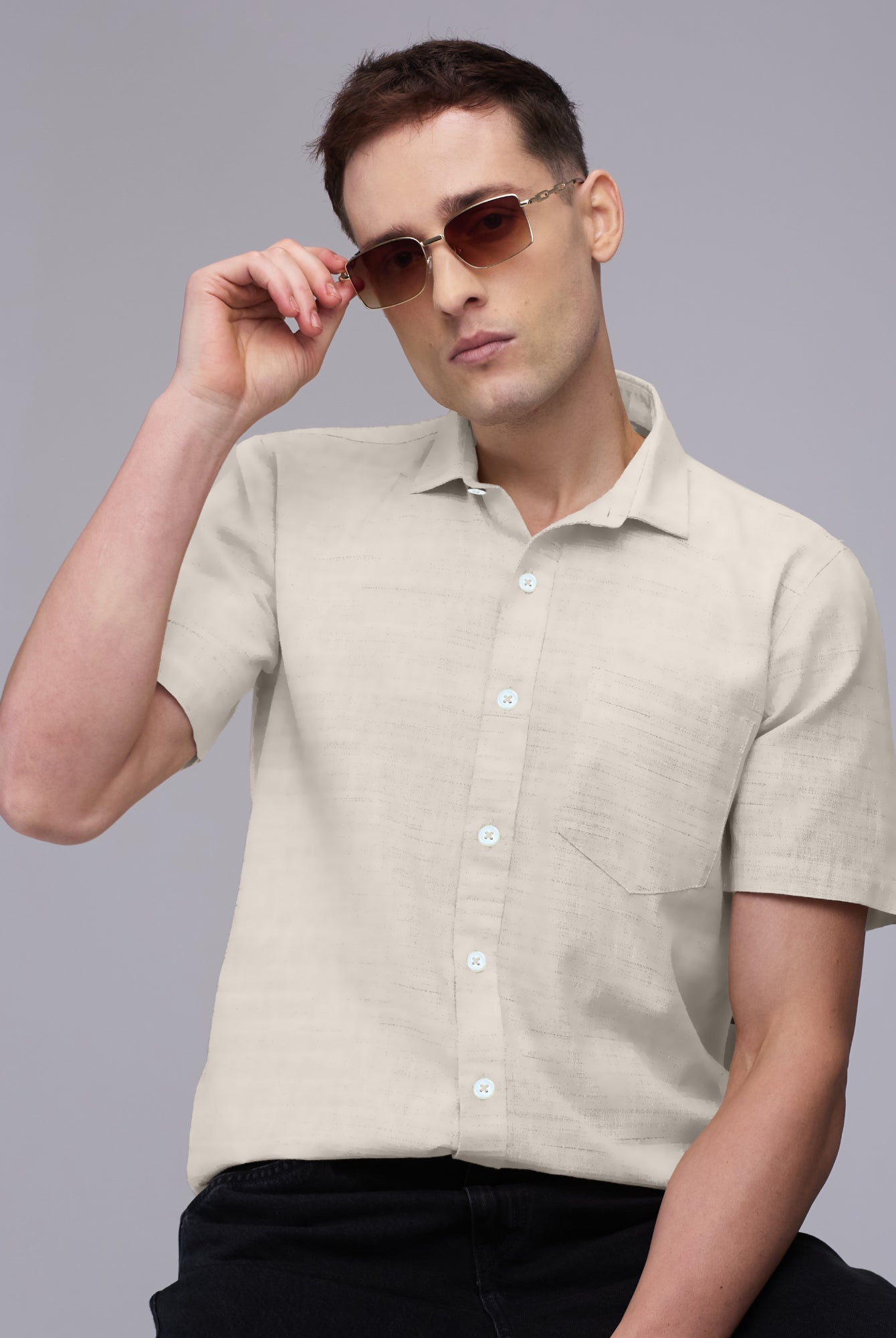 100% Linen Half Sleeve Shirt - CiceroniMen Shirtsbhrāta