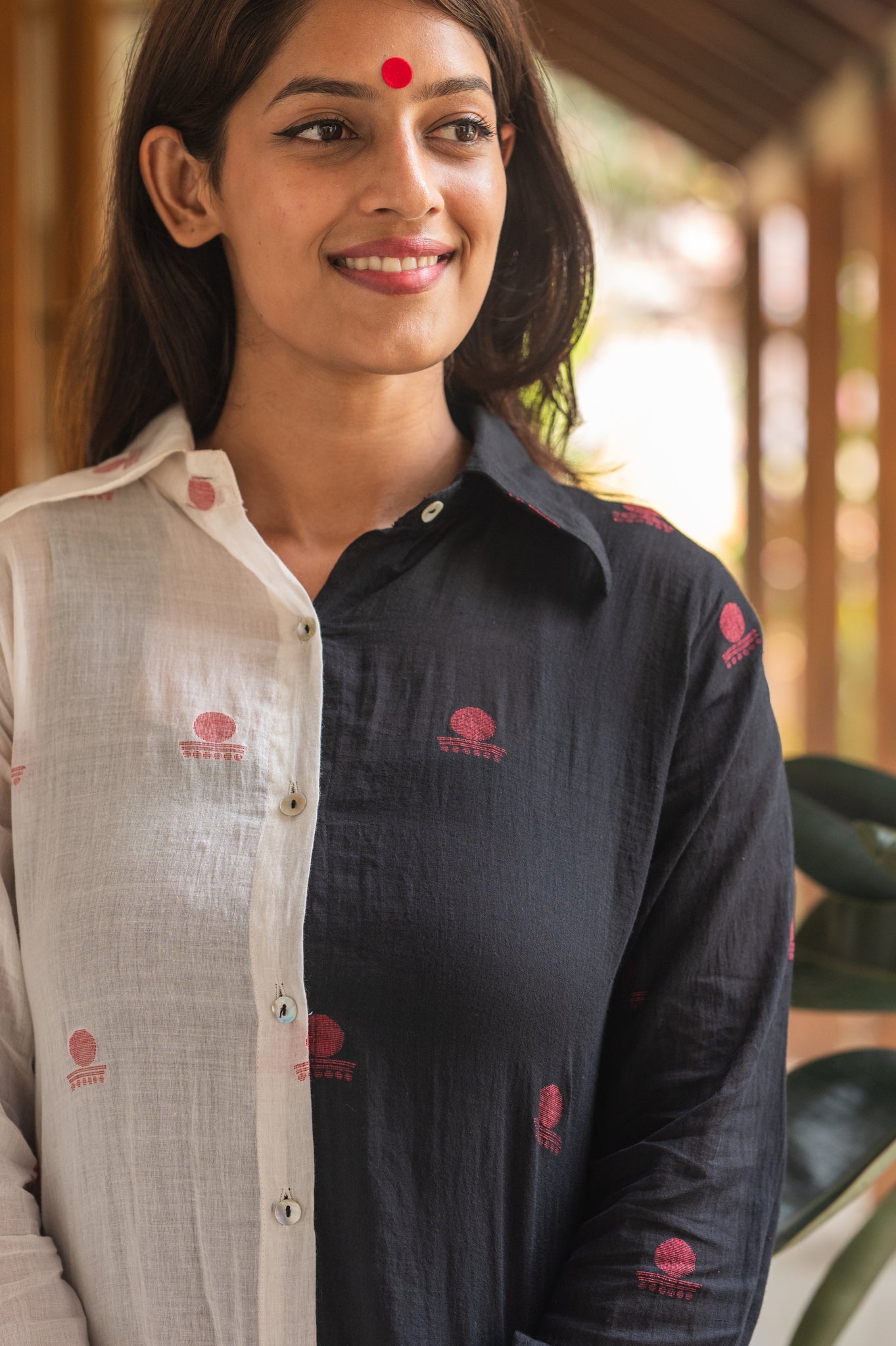 Aastey Black and White Jamdani Shirt Dress - CiceroniDressesPrathaa