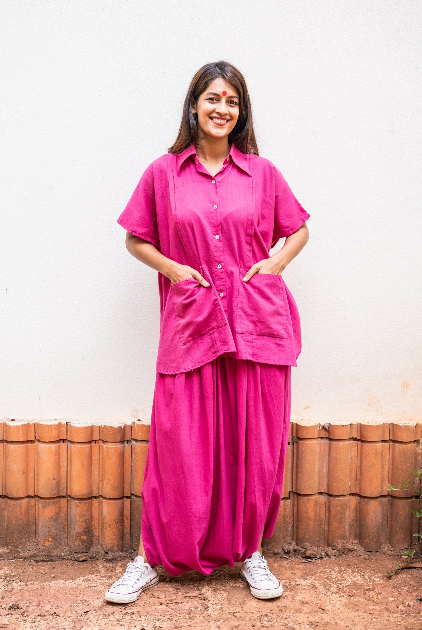 Aastey Pink Mul Dhoti - CiceroniDhotiPrathaa