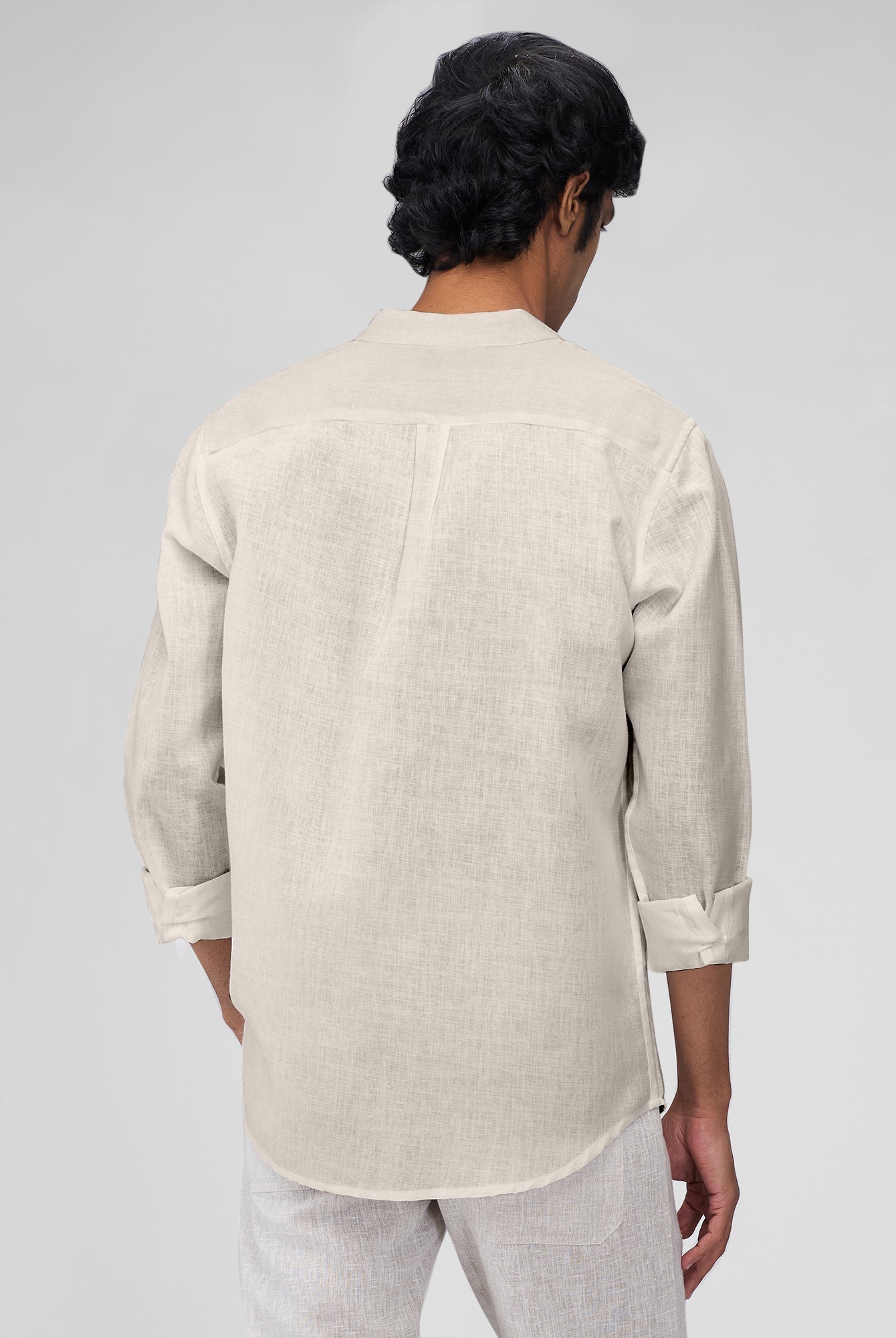 Airavat Mandarin | Beige 100% Linen Shirt - CiceroniMen Shirtsbhrāta