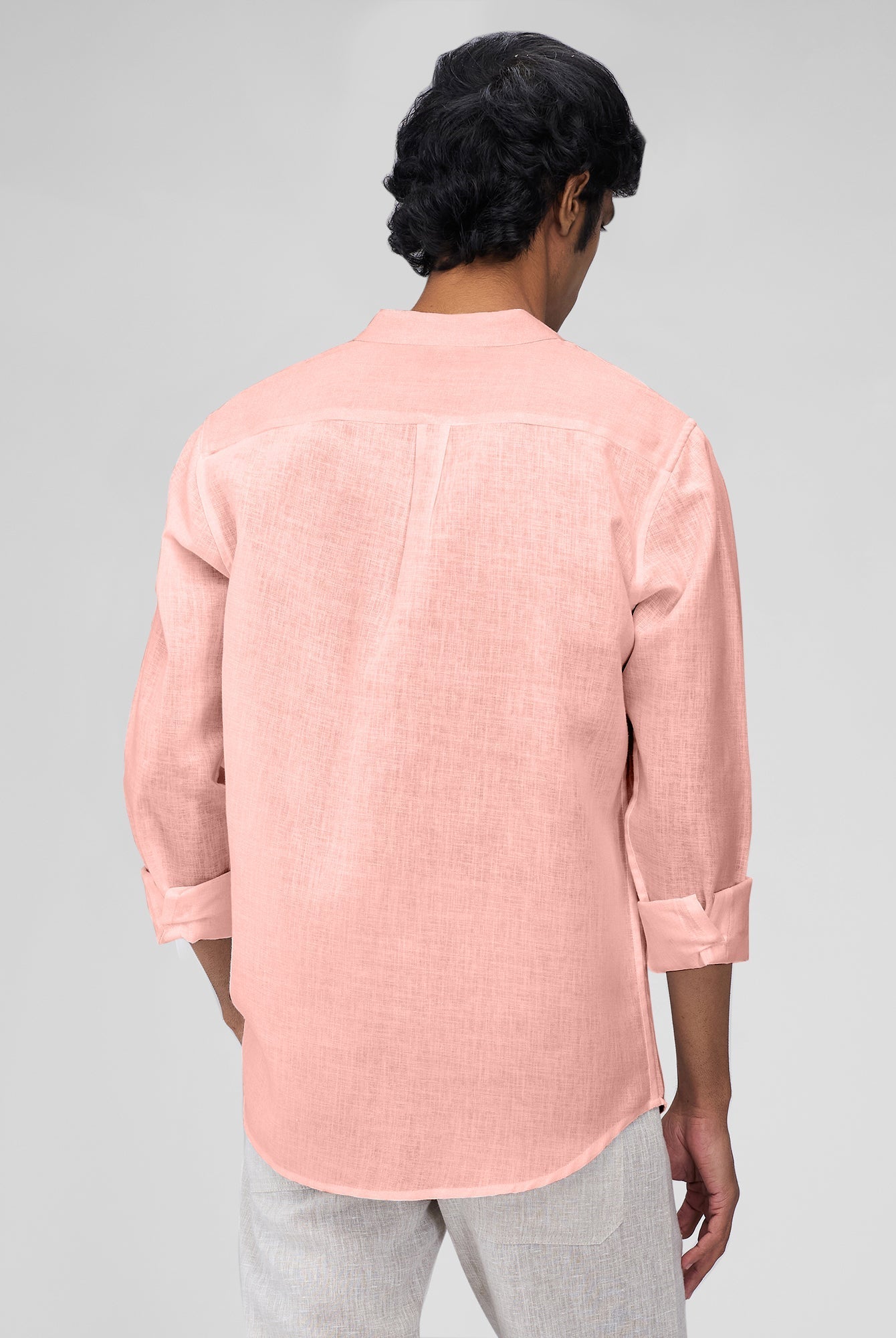 Airavat Mandarin | Coral Peach 100% Linen Shirt - CiceroniMen Shirtsbhrāta