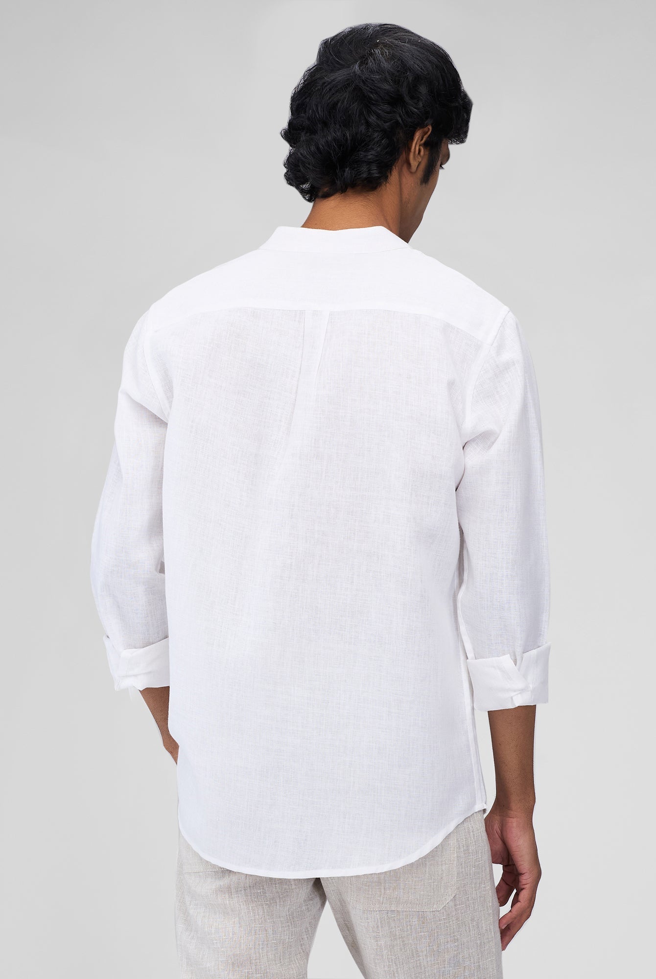 Airavat Mandarin | White 100% Linen Shirt - CiceroniMen Shirtsbhrāta