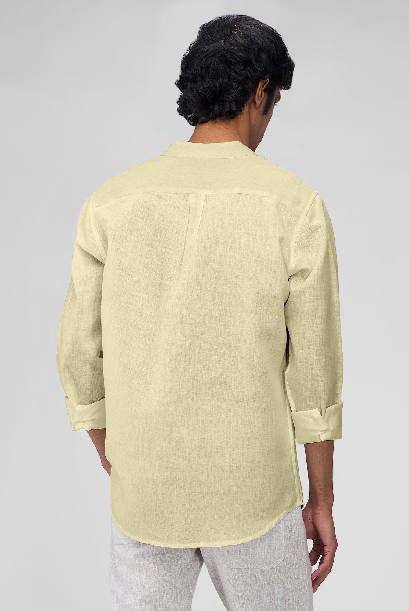 Airavat Mandarin | Yellow 100% Linen Shirt - CiceroniMen Shirtsbhrāta