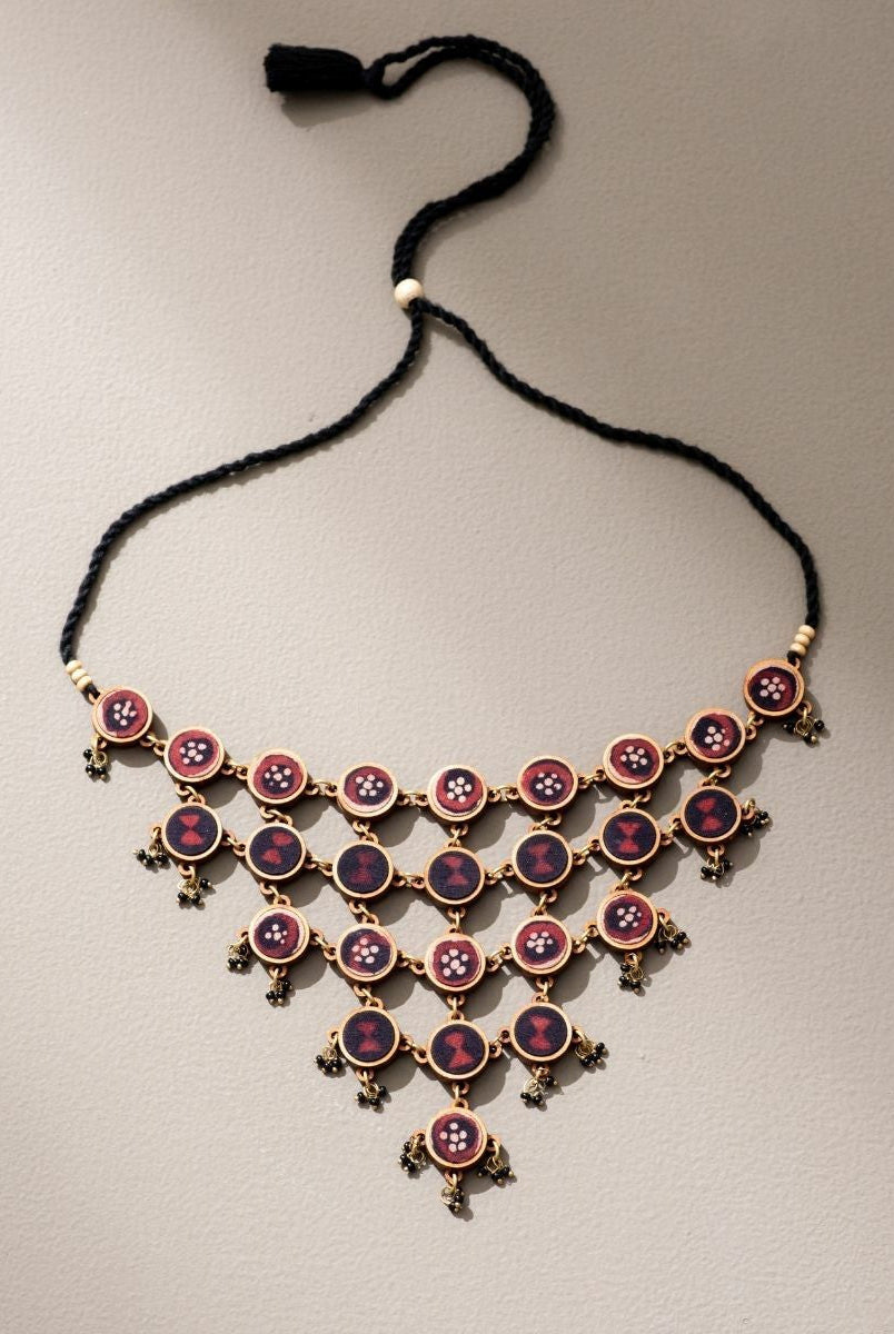 Ajrakh Adjustable Statement Necklace - CiceroniNecklaceWhe by Abira