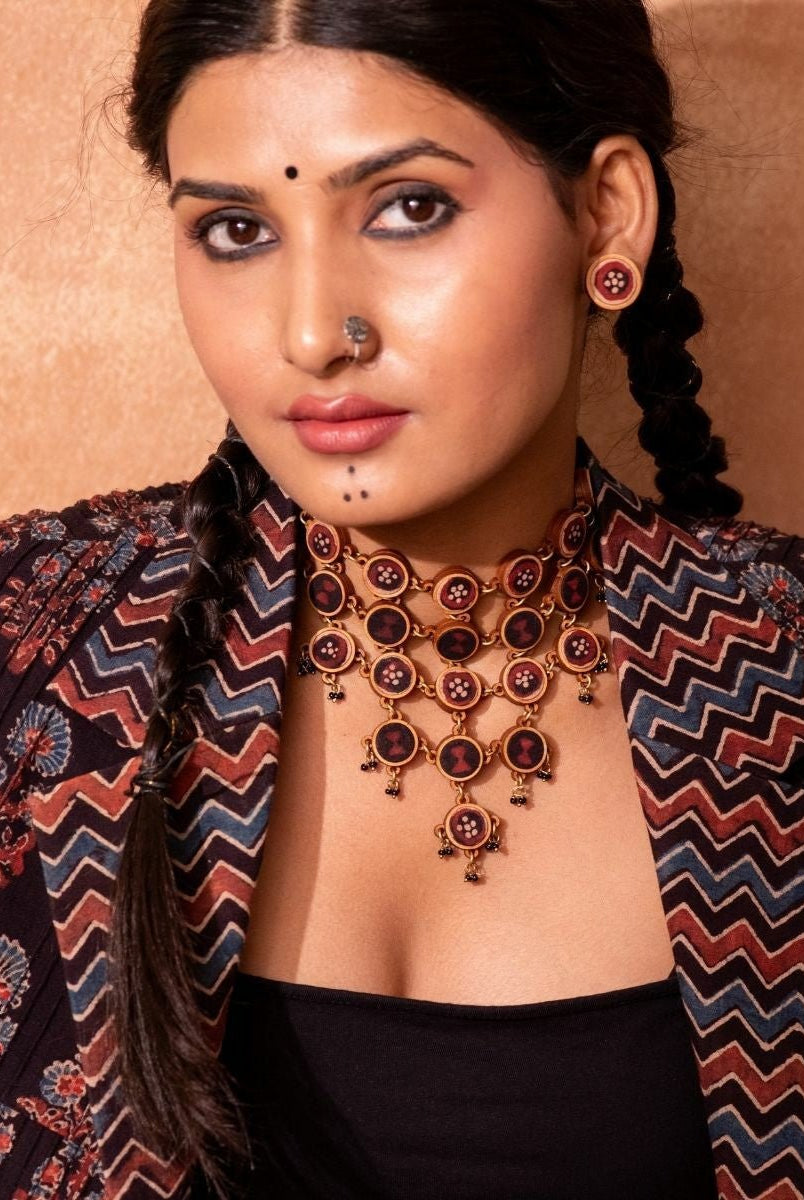 Ajrakh Adjustable Statement Necklace - CiceroniNecklaceWhe by Abira