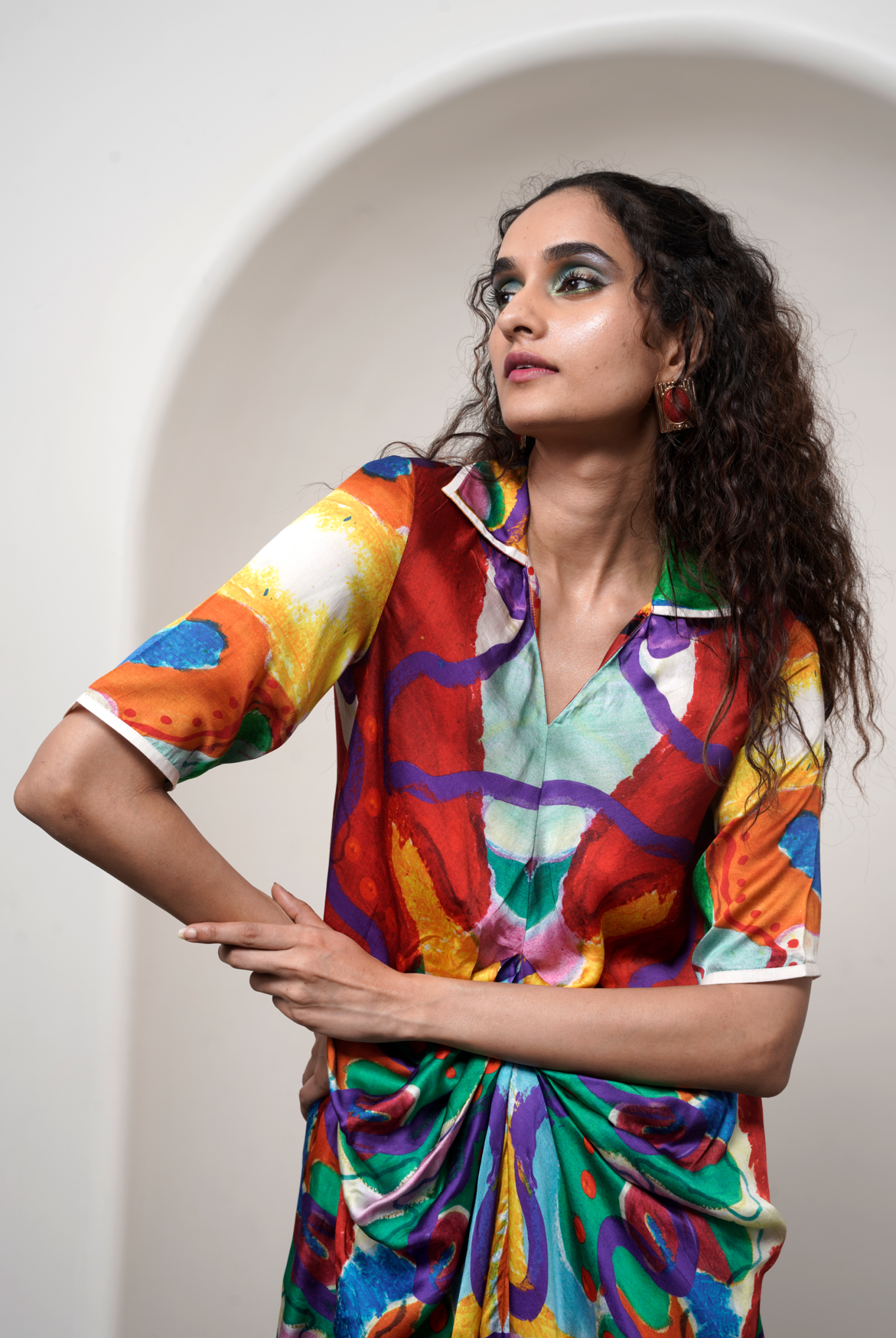 Alya Draped Shirt Dress - CiceroniDressesAdvait