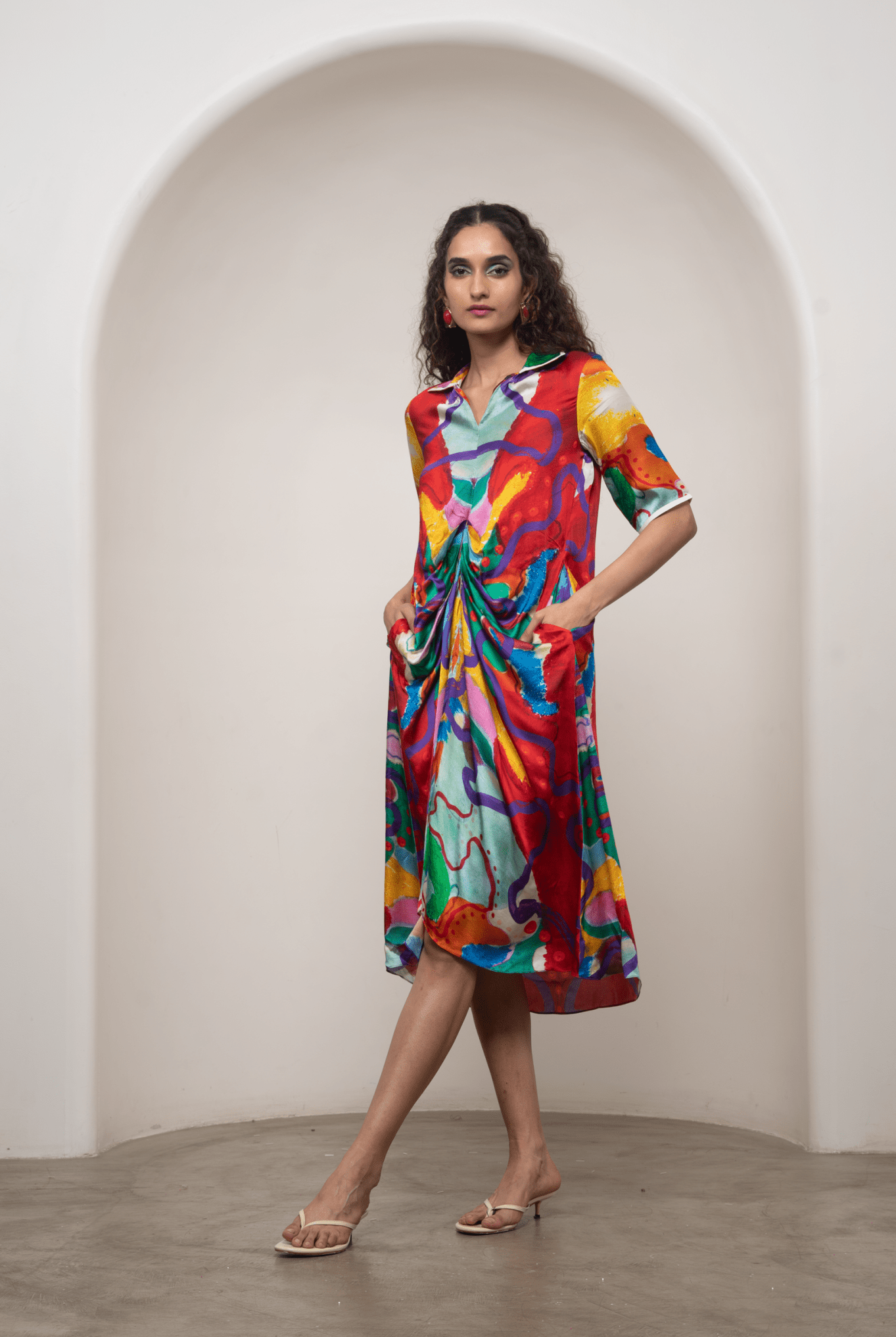 Alya Draped Shirt Dress - CiceroniDressesAdvait
