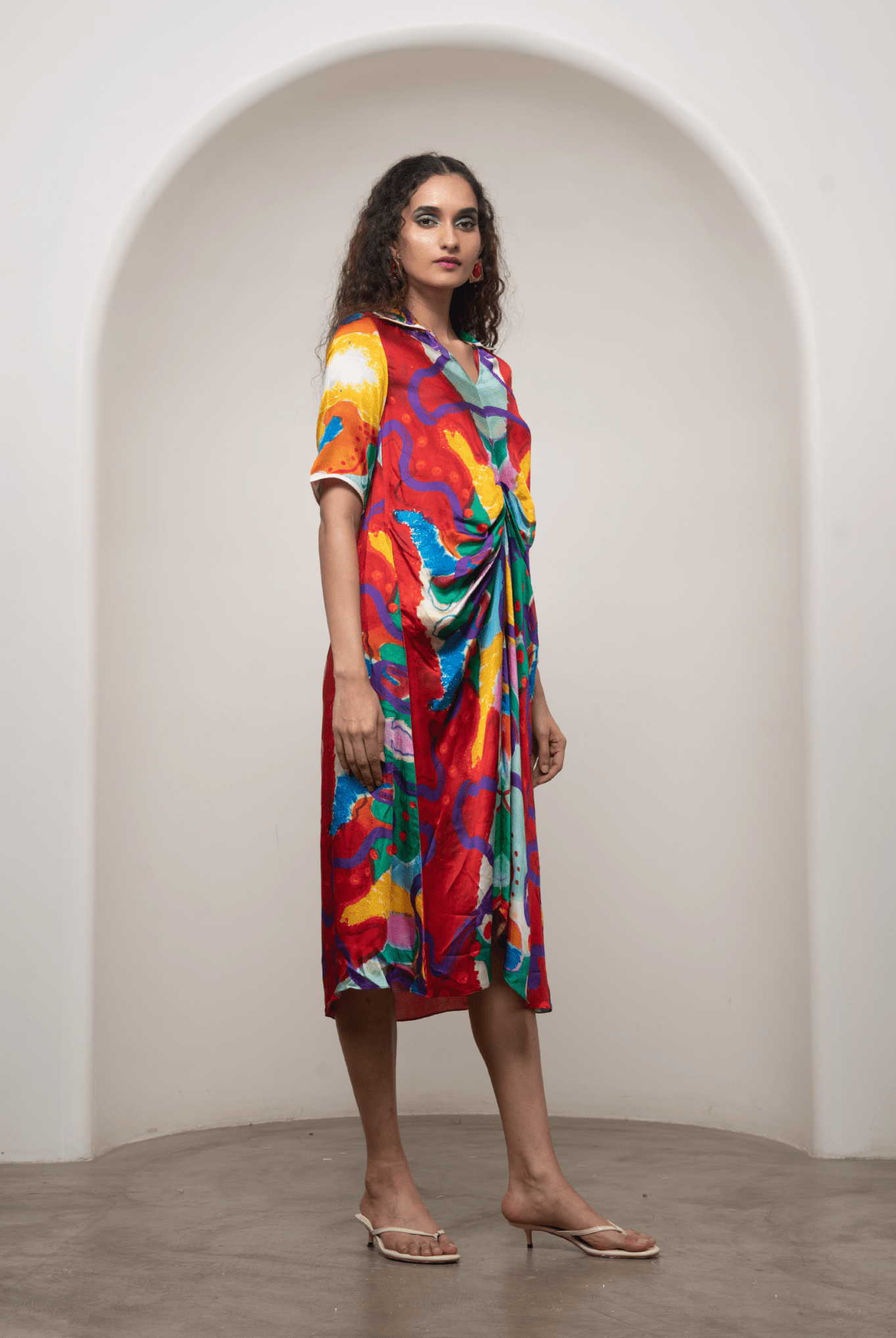 Alya Draped Shirt Dress - CiceroniDressesAdvait