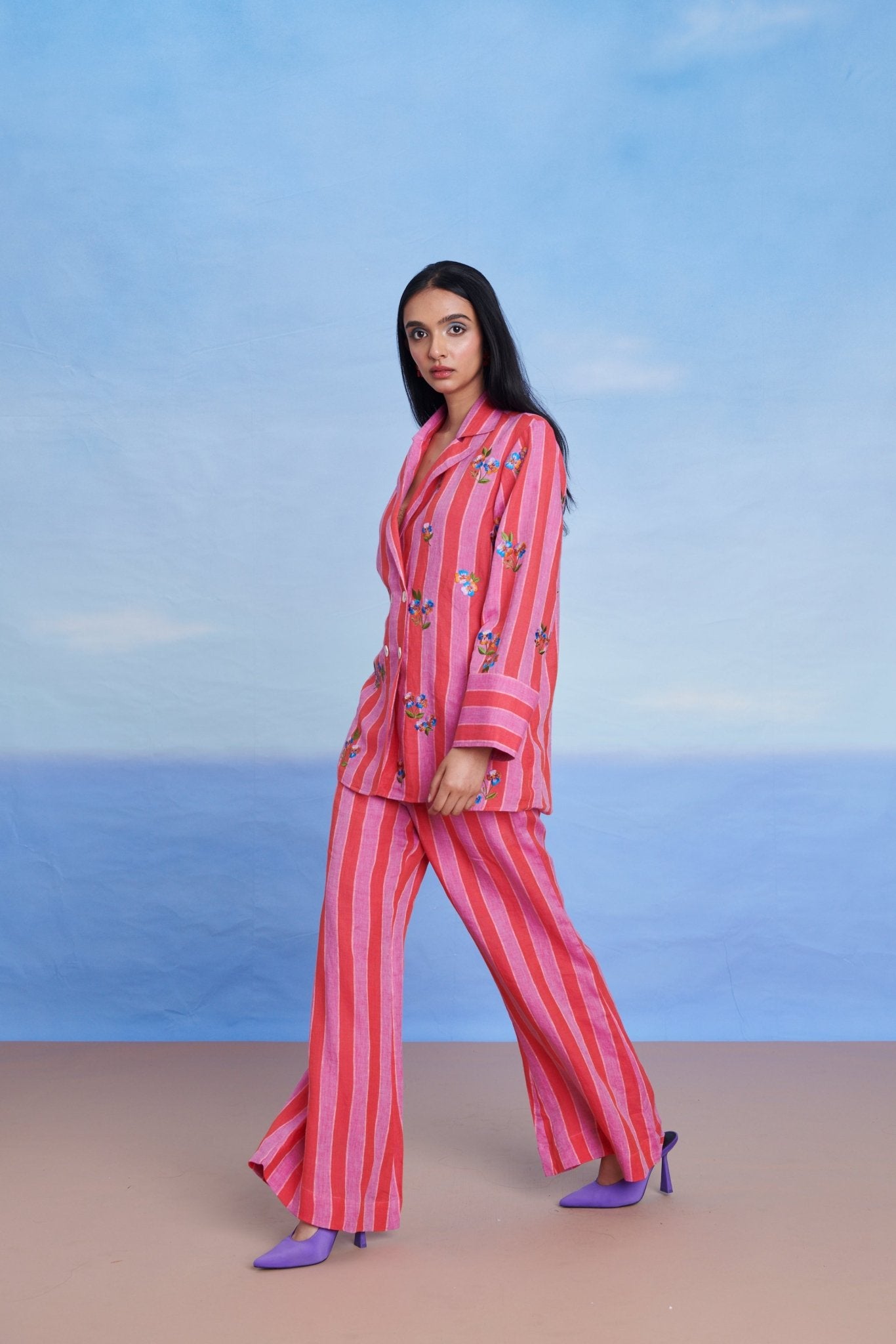 Amalfi Linen Bell Bottom Pants - CiceroniTrousersSaphed