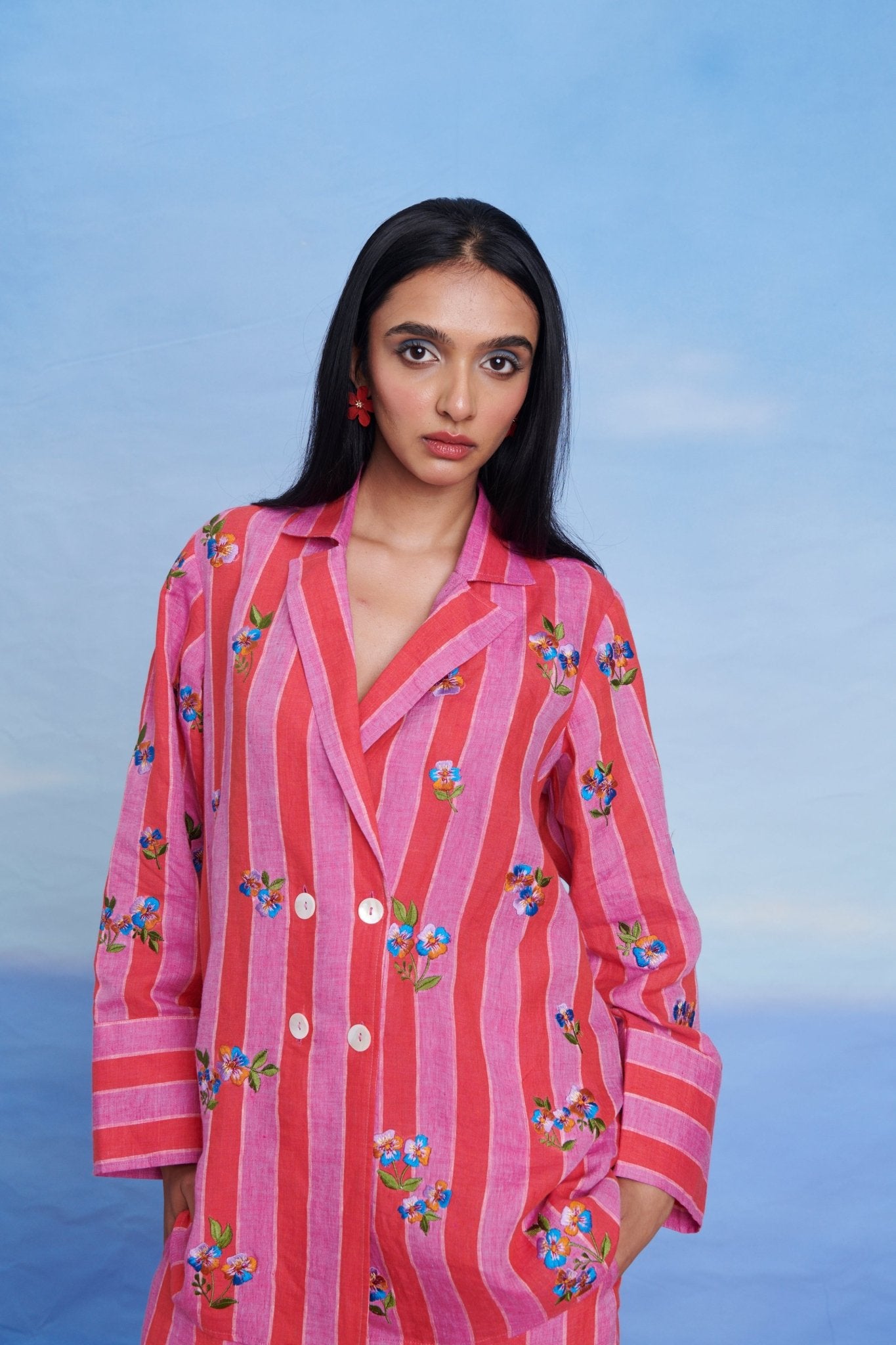 Amalfi Linen Blazer Shirt Set - CiceroniCo - ord SetSaphed