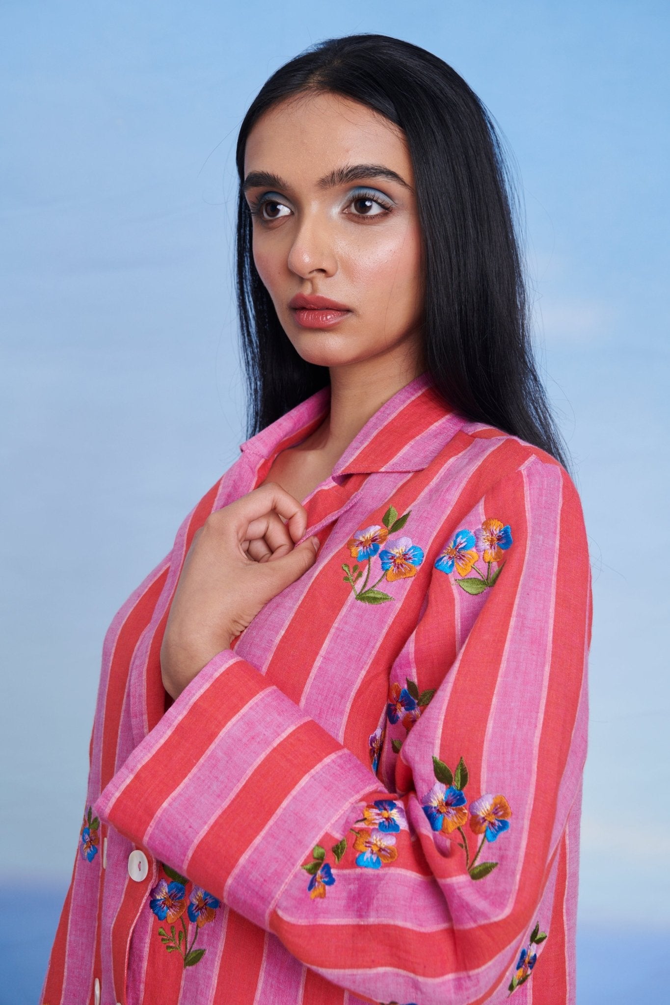 Amalfi Linen Blazer Shirt Set - CiceroniCo - ord SetSaphed