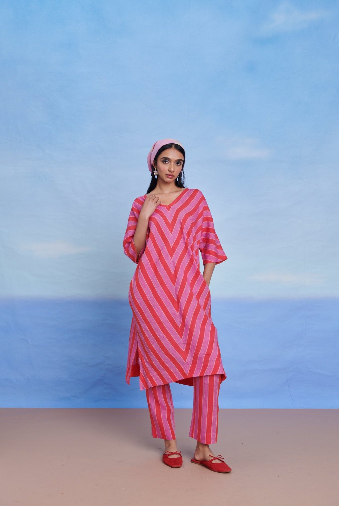 Amalfi Linen Dolman Kurta Set - CiceroniKurta SetSaphed