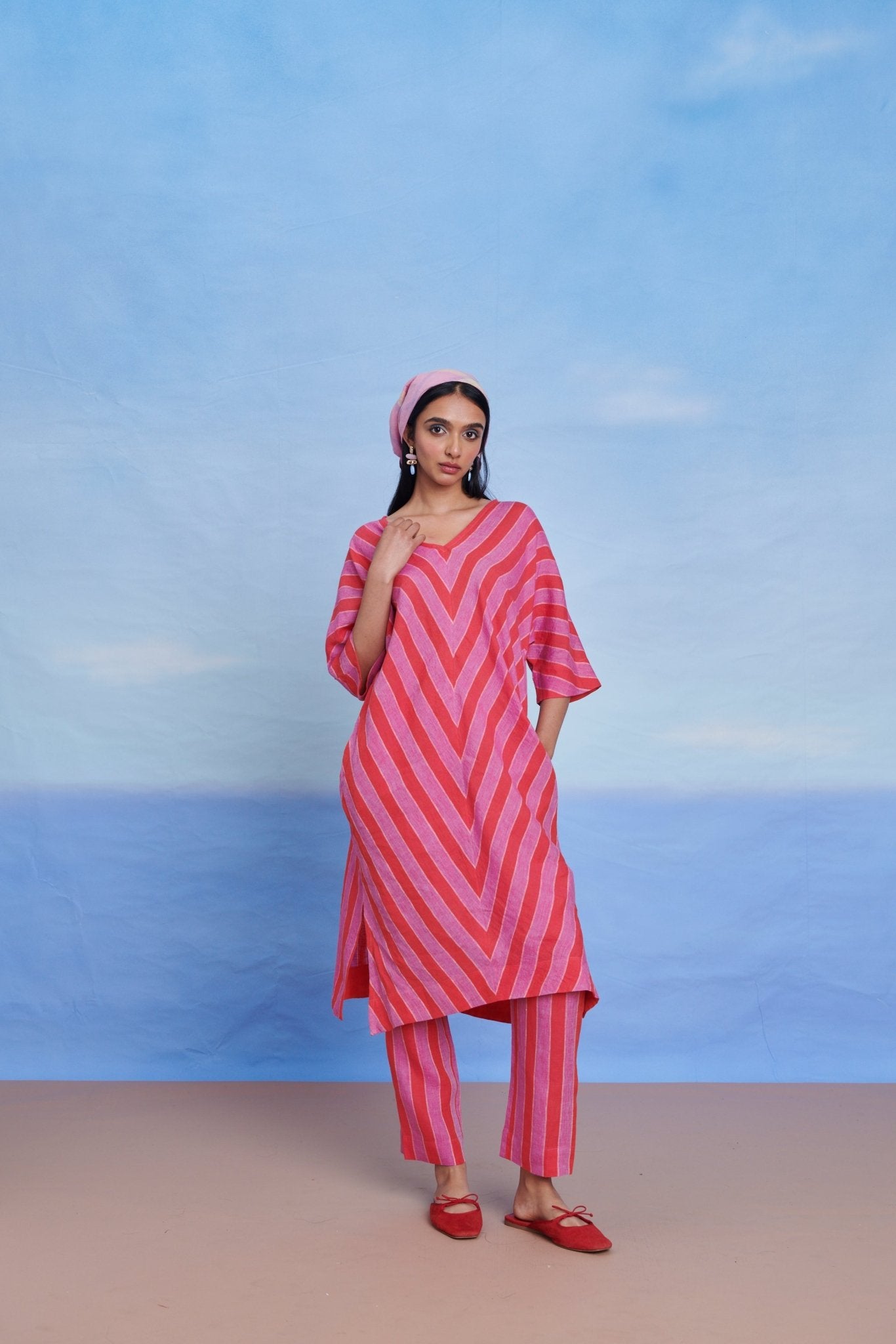 Amalfi Linen Dolman Kurta Set - CiceroniKurta SetSaphed