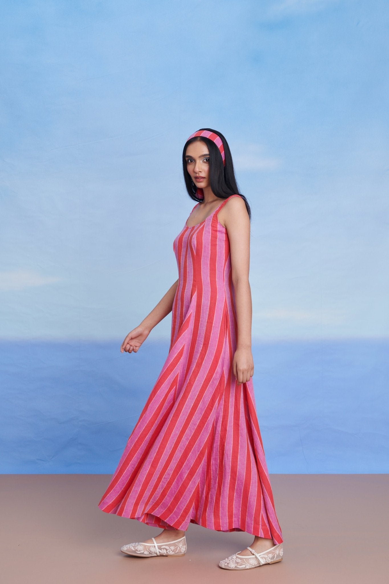 Amalfi Linen Scoop Neck Dress - CiceroniDressesSaphed