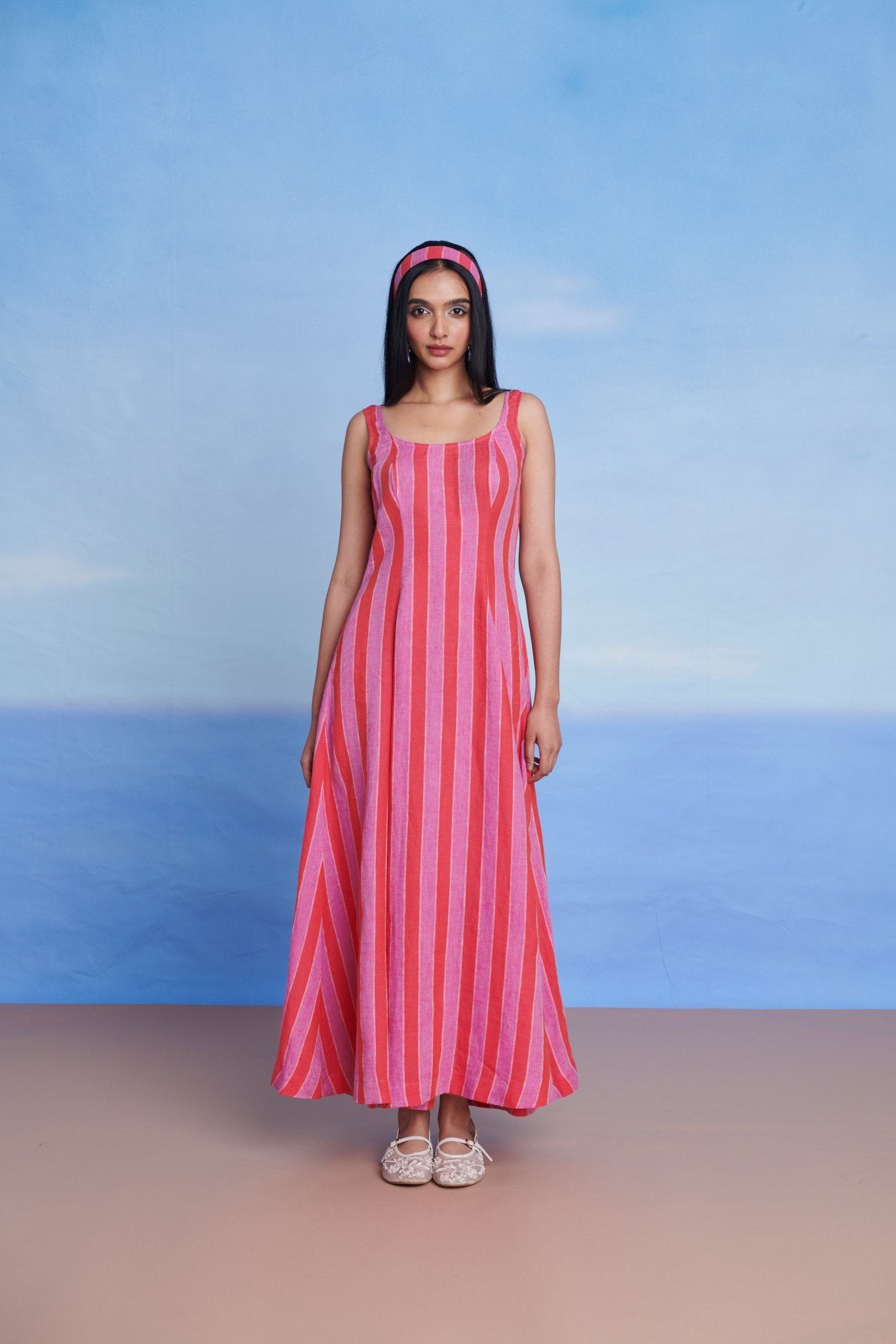 Amalfi Linen Scoop Neck Dress - CiceroniDressesSaphed