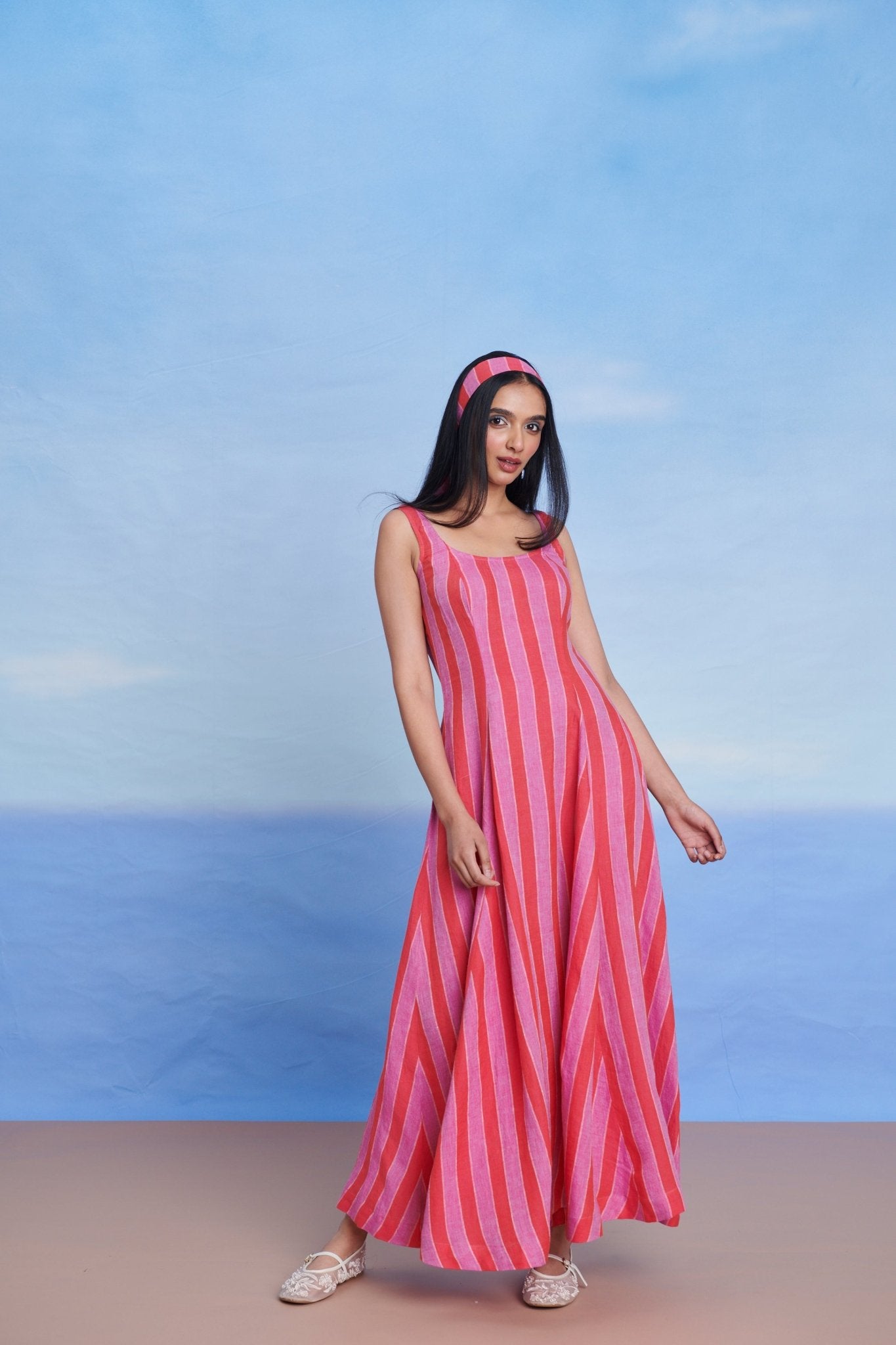 Amalfi Linen Scoop Neck Dress - CiceroniDressesSaphed