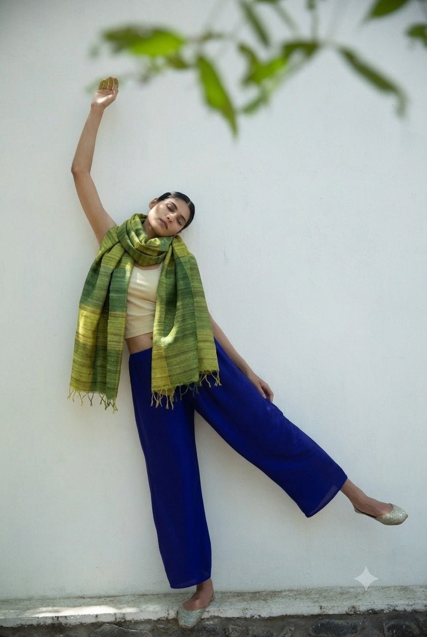 Amazon Green Madras Checks Peace Silk Scarf for Women - CiceroniScarfAeshaane