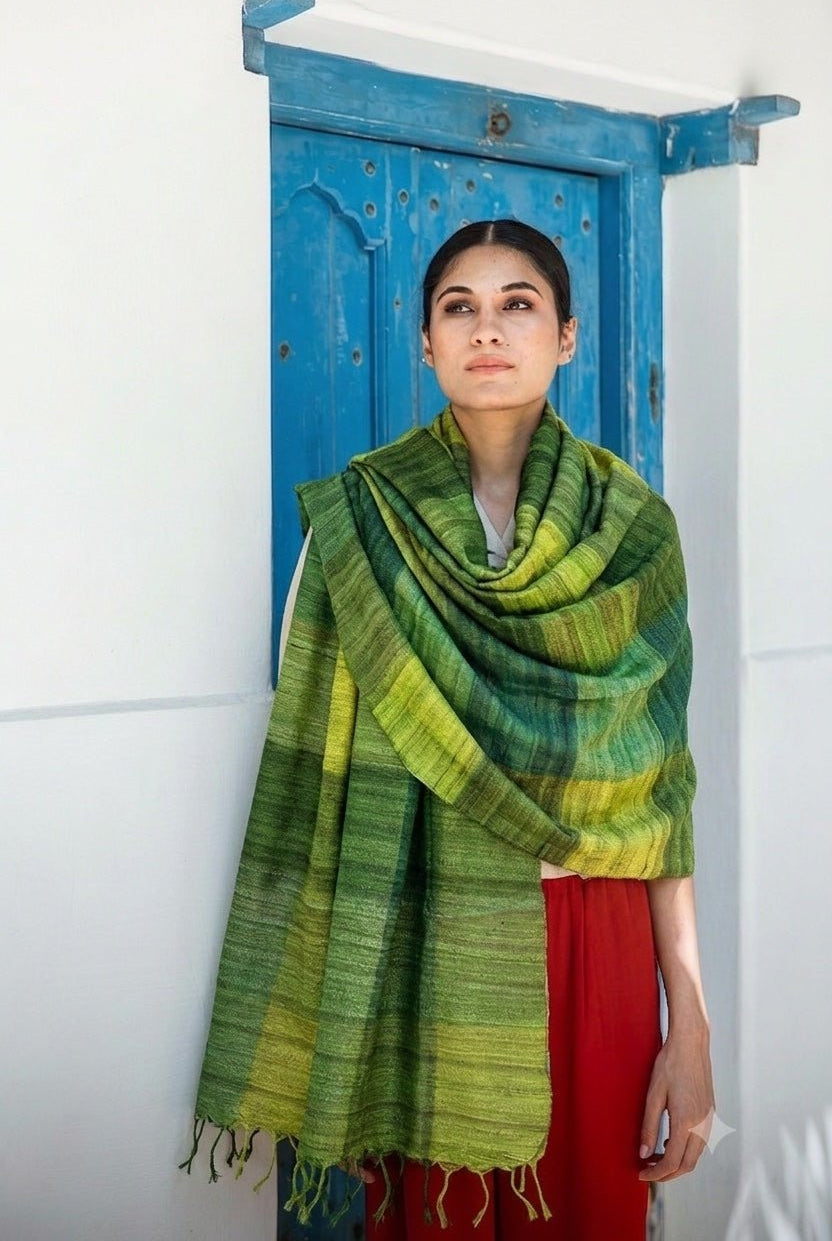 Amazon Green Madras Checks Peace Silk Scarf for Women - CiceroniScarfAeshaane