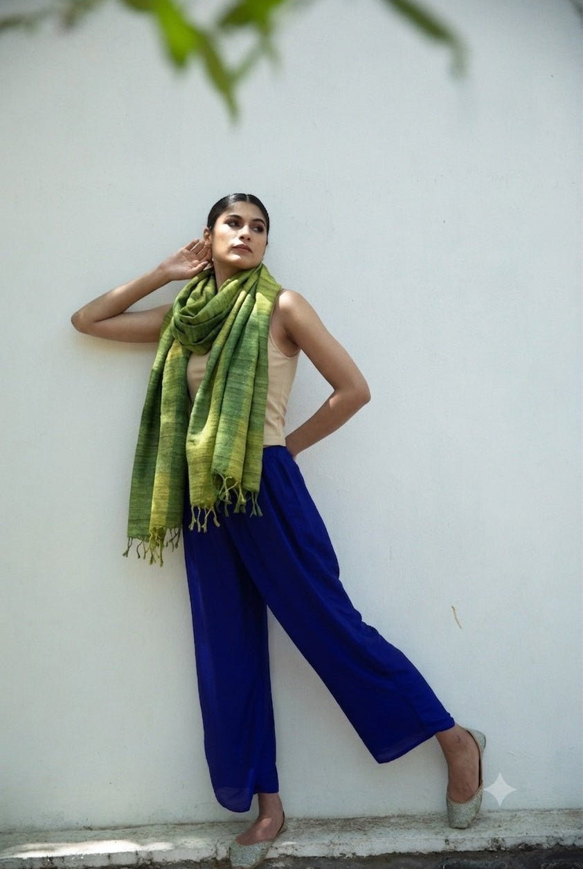 Amazon Green Madras Checks Peace Silk Scarf for Women - CiceroniScarfAeshaane