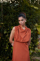 Amber Co - Linen Cowl Neck Dress - CiceroniDressesSaphed