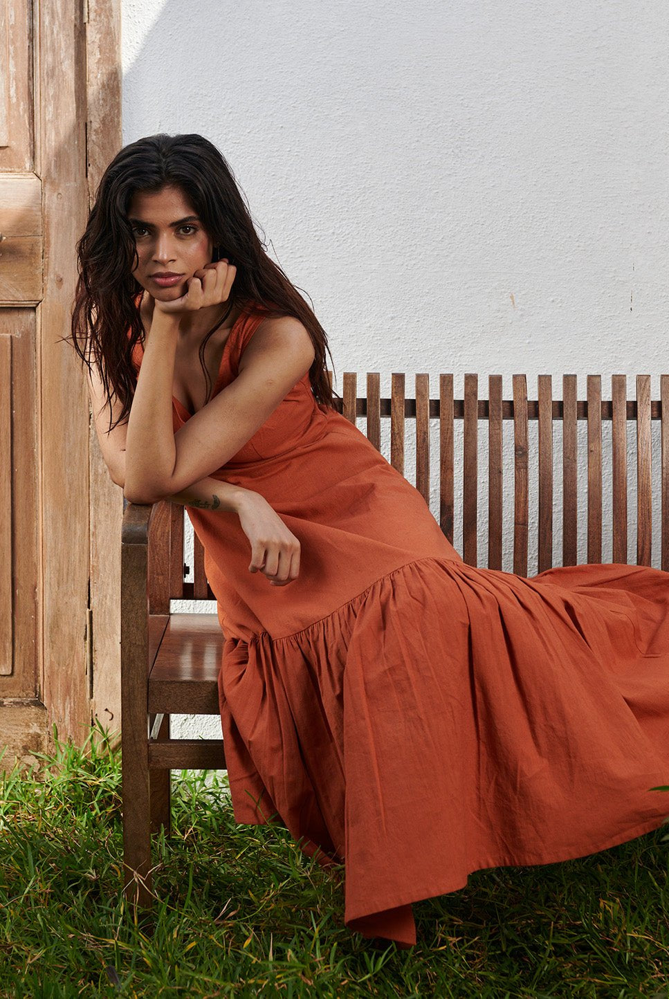 Amber Co - Linen Sleeveless Tiered Dress - CiceroniDressesSaphed