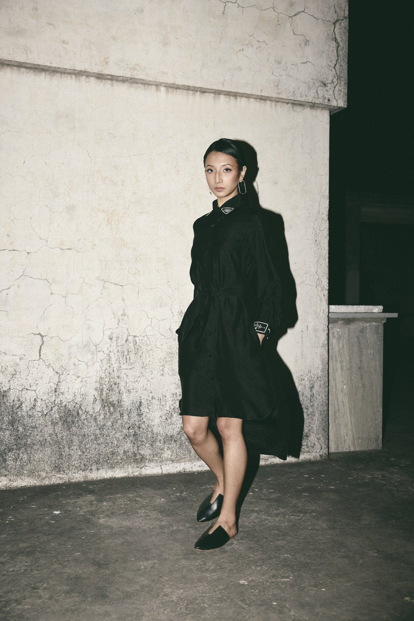 AN Black Canvas Shirt Dress - CiceroniDressesATBW