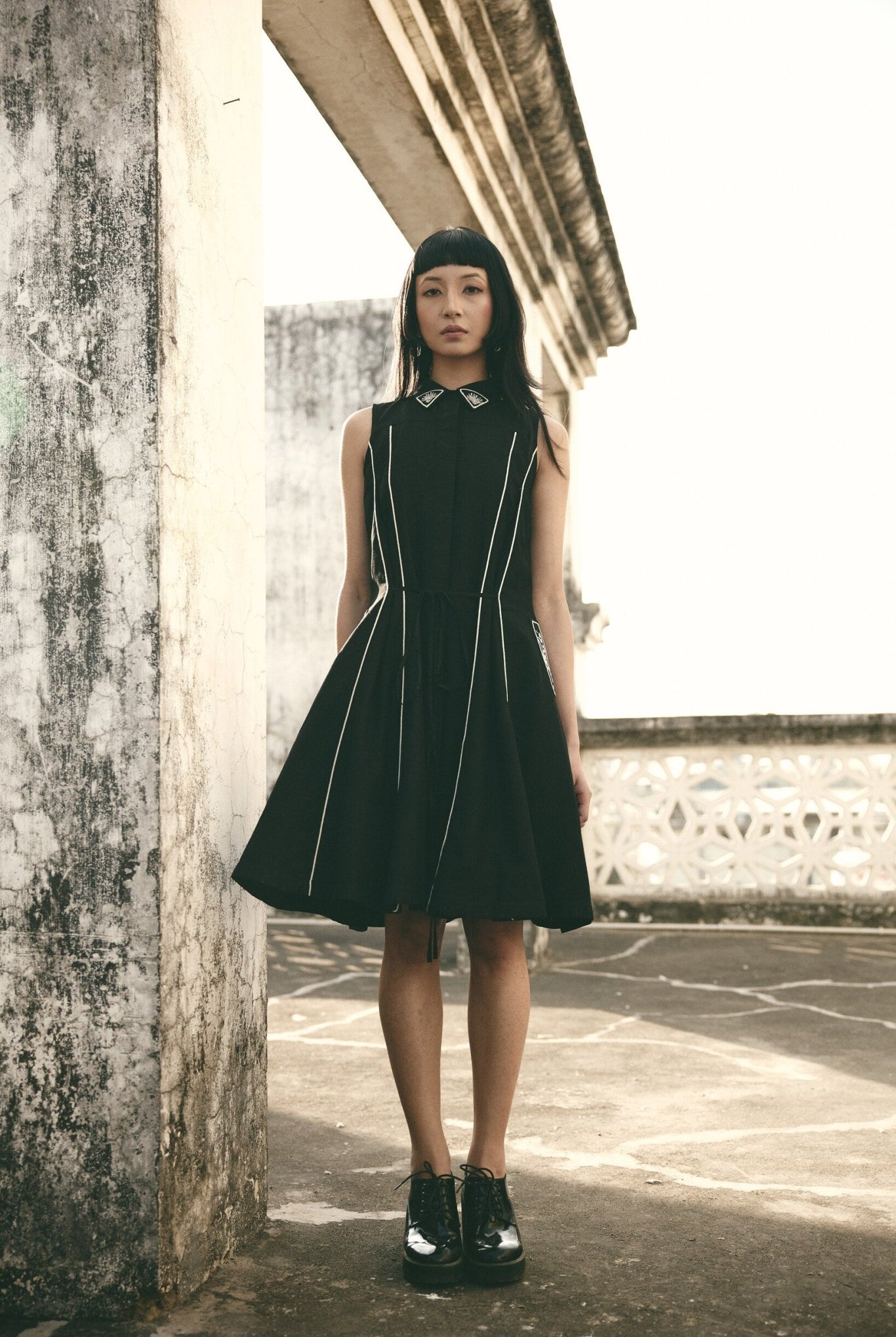 AN Trench Dress Black - CiceroniDressesATBW