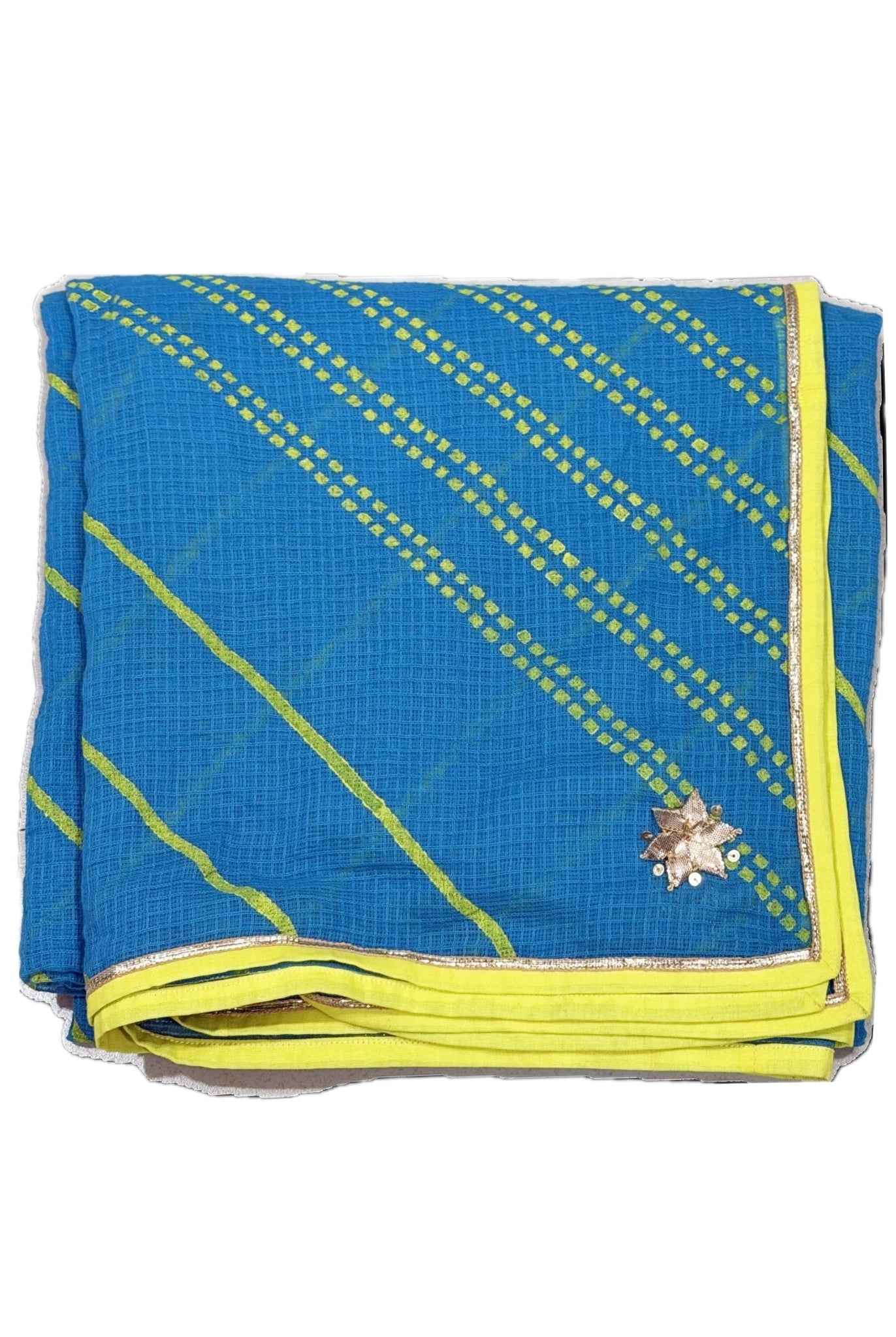 Anaaro clothing - turquoise hand block print Cotton kota doria dupatta - CiceroniDupattaAnaaro