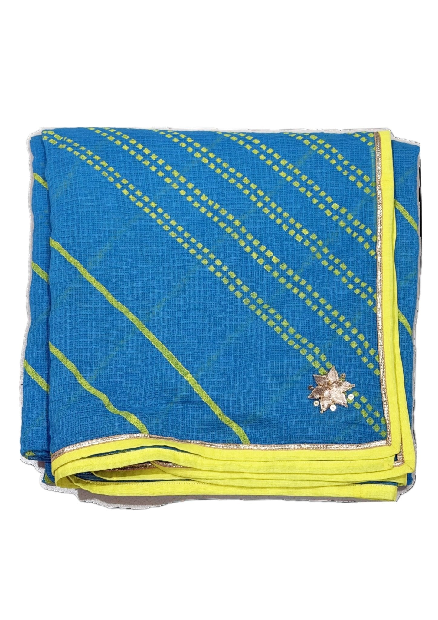 Anaaro clothing - turquoise hand block print Cotton kota doria dupatta - CiceroniDupattaAnaaro