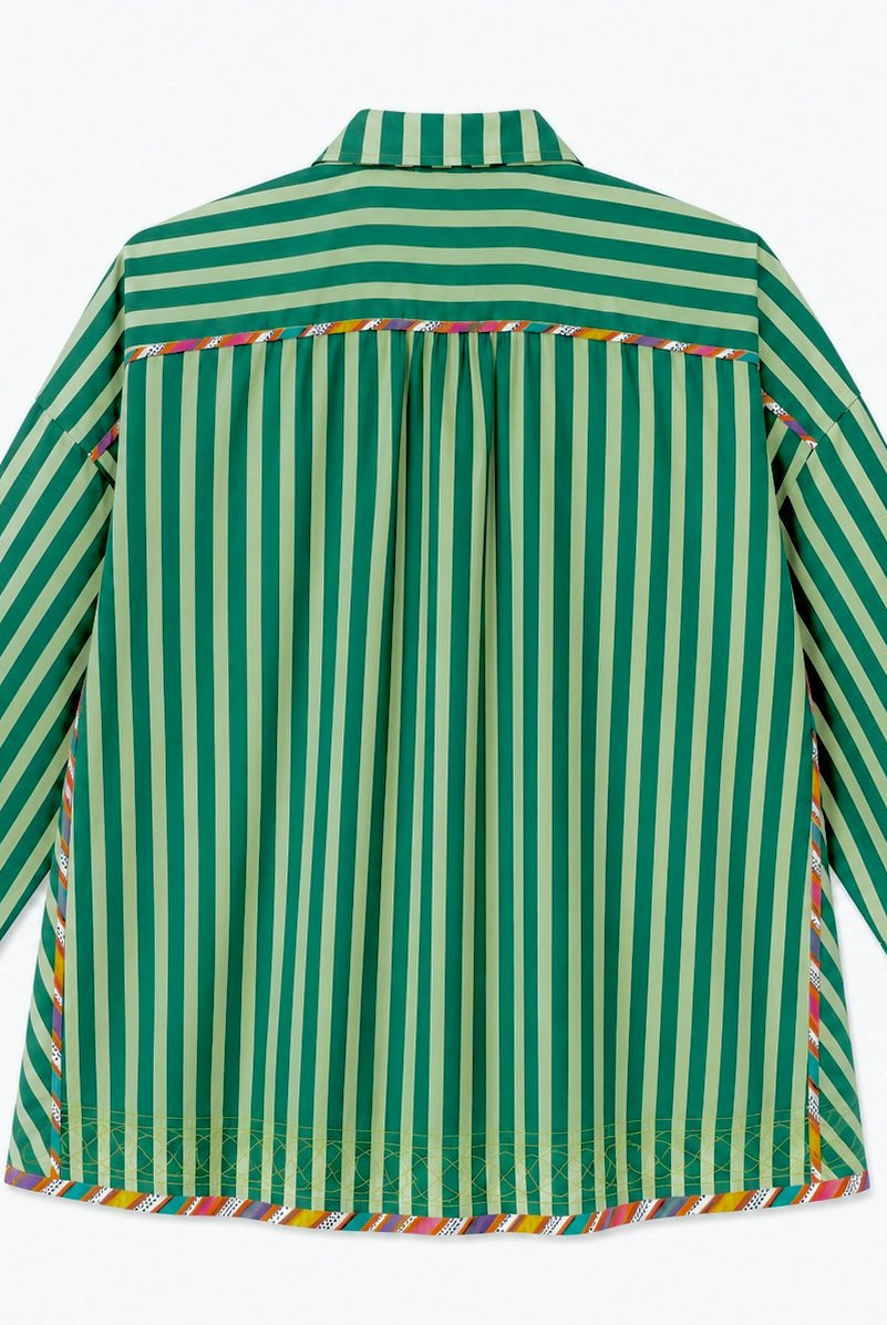 Anaaro - dill green Khamis shirt in 100% cotton block printed flared shirt - CiceroniUnisex ShirtsAnaaro