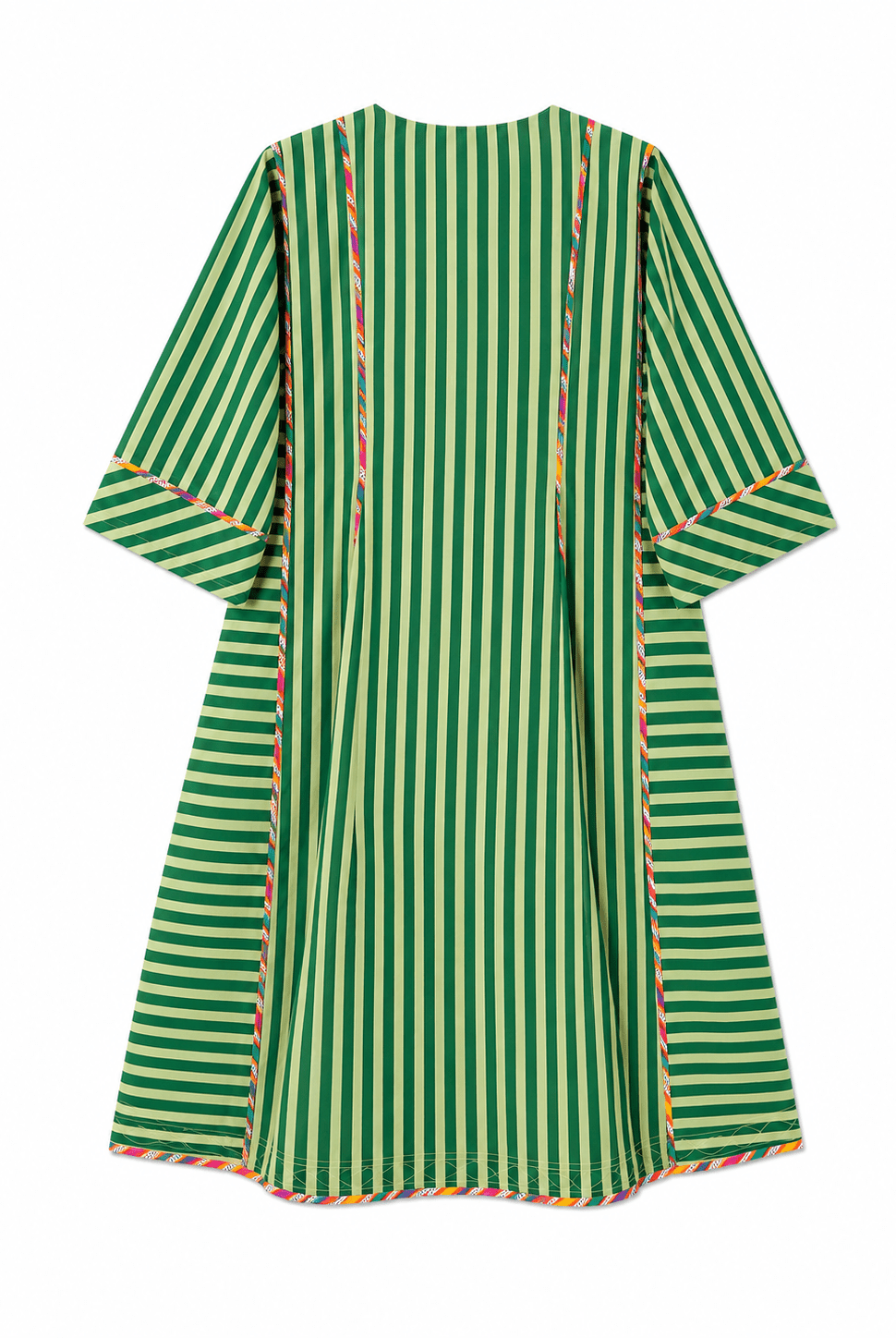 Anaaro- nohra kurta set in 100% cotton hand block print stripes with multicoloured piping - CiceroniKurta Set, Everyday WearAnaaro