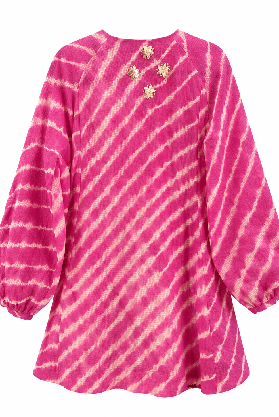 Anaaro - watermelon pink 100% cotton kota doria leheriya a-line tunic top with pants set - Ciceronitunic setAnaaro