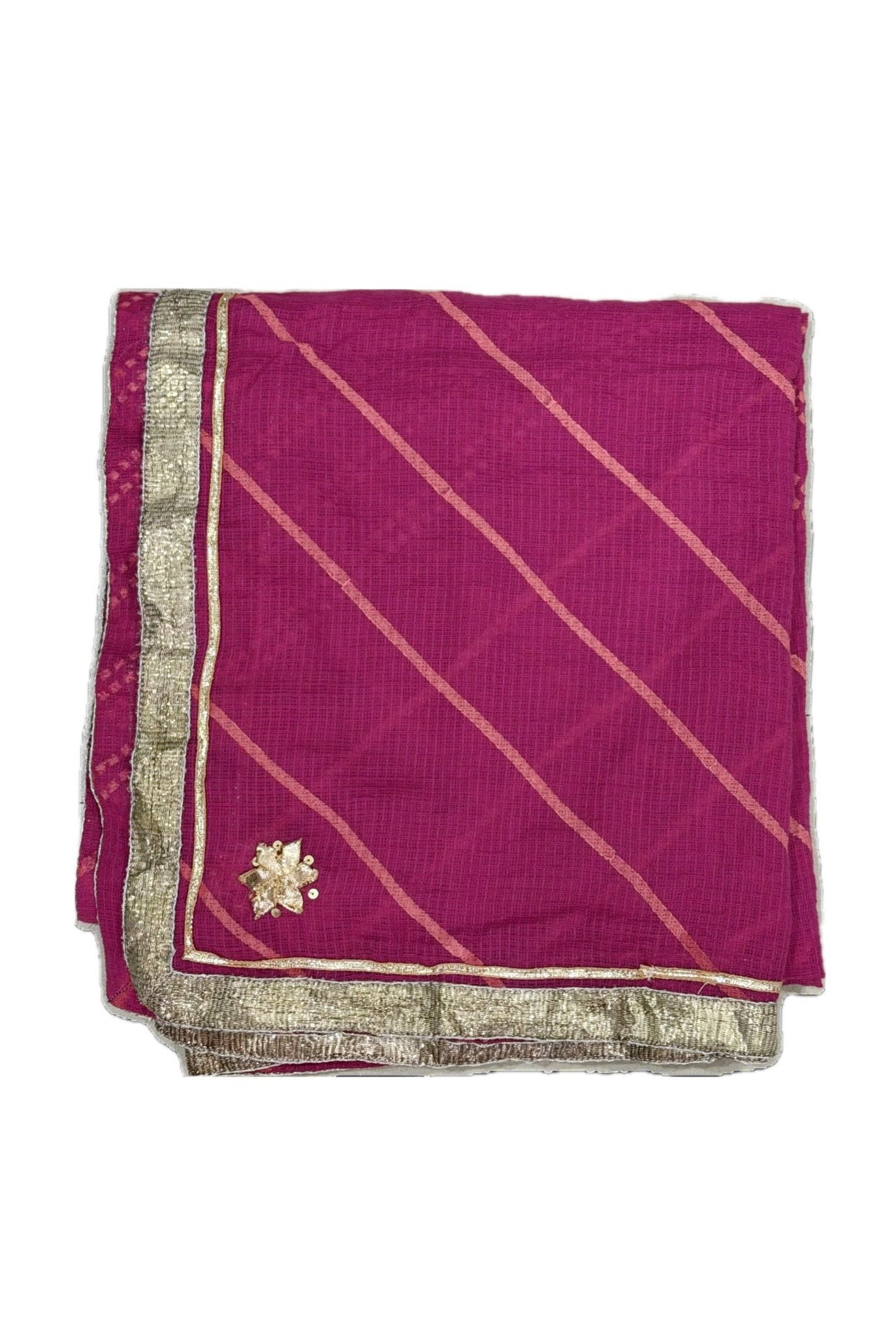 Anaaro - watermelon pink hand block print cotton kota doria dupatta - CiceroniDupattaAnaaro