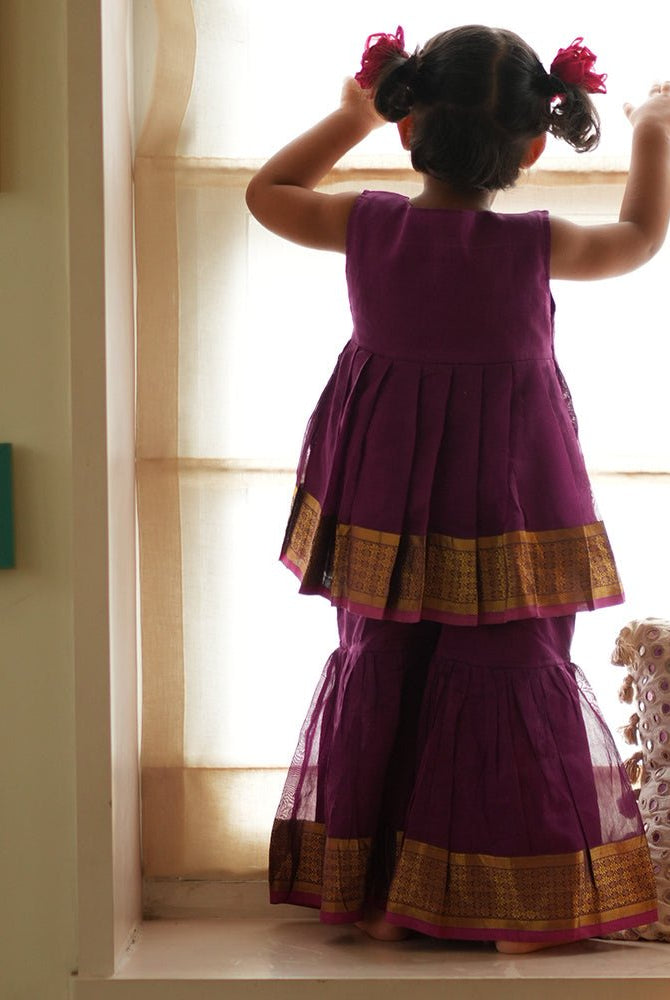 Anagha Sharara Co - ord Set in Purple - CiceroniKurta Set, Festive WearLove The World Today