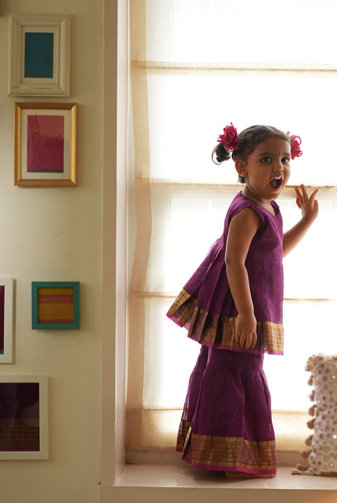 Anagha Sharara Co - ord Set in Purple - CiceroniKurta Set, Festive WearLove The World Today