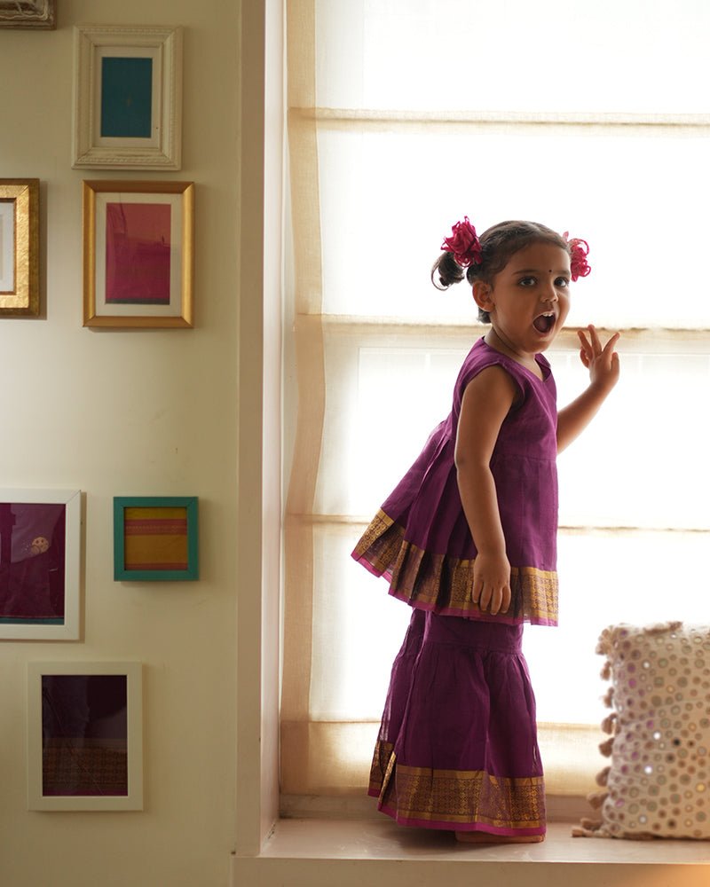 Anagha Sharara Co - ord Set in Purple - CiceroniKurta Set, Festive WearLove The World Today