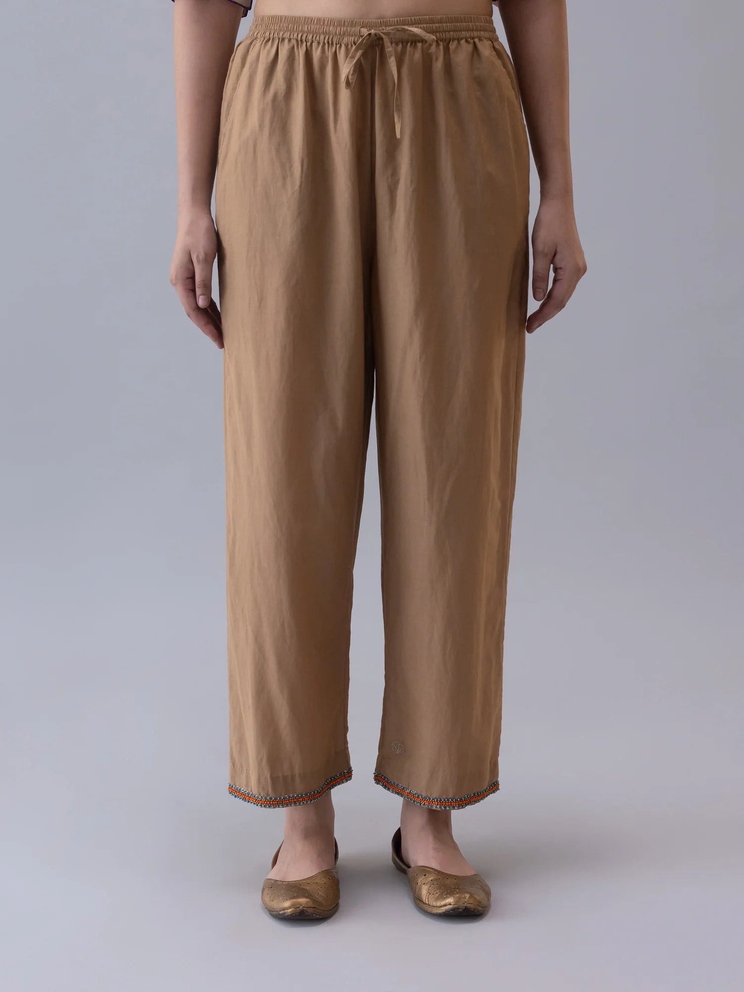 Annam Beige Trousers - CiceroniWomen PantsShades of India