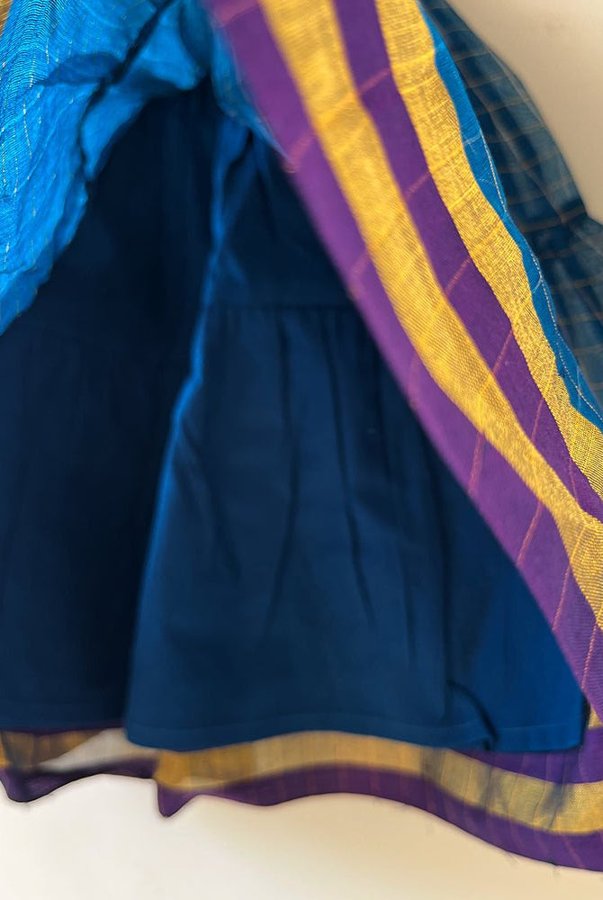 Aparajita Blue Gold Checks Infant Tiered Festive Dress - CiceroniDressesLove The World Today