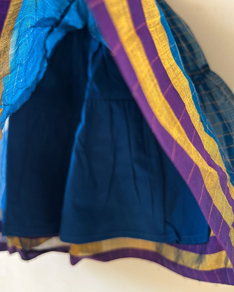 Aparajita Blue Gold Checks Infant Tiered Festive Dress - CiceroniDressesLove The World Today