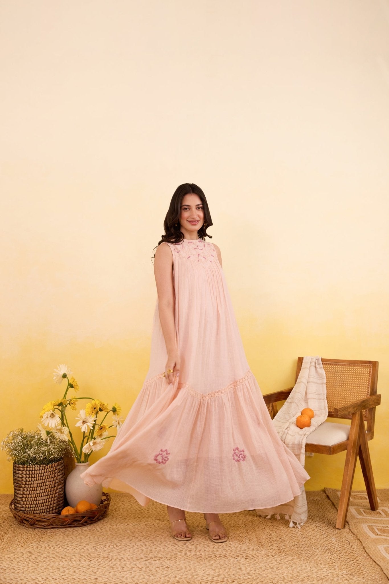 Apricot Bloom Dress - CiceroniDressesTaro