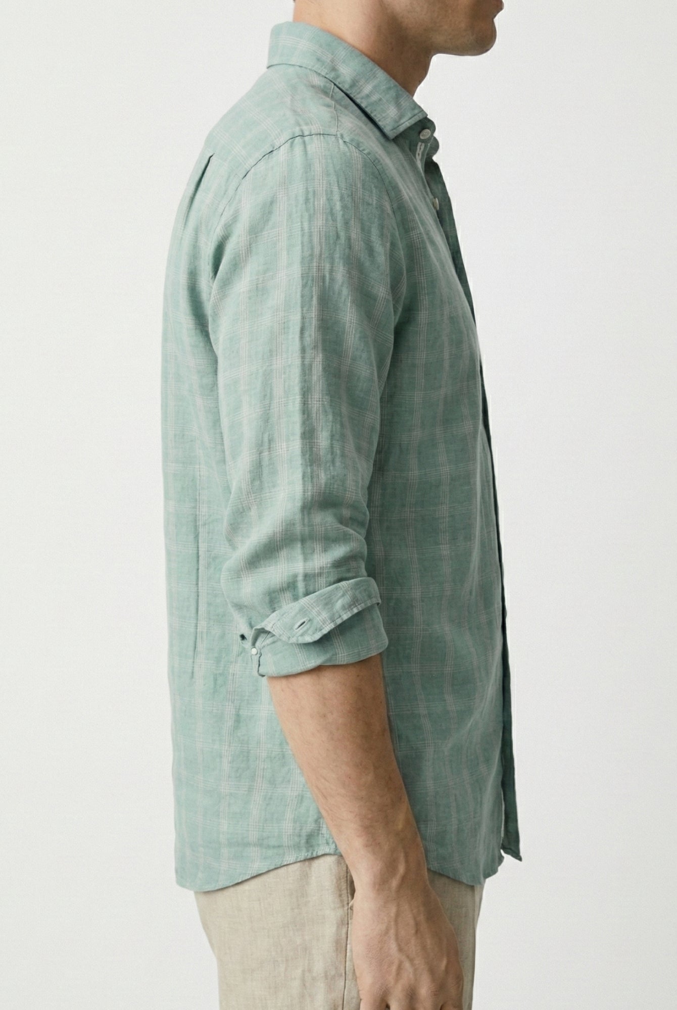 Aqua Sage 100% Pure Linen Checks Shirt - CiceroniMen Shirtsbhrāta