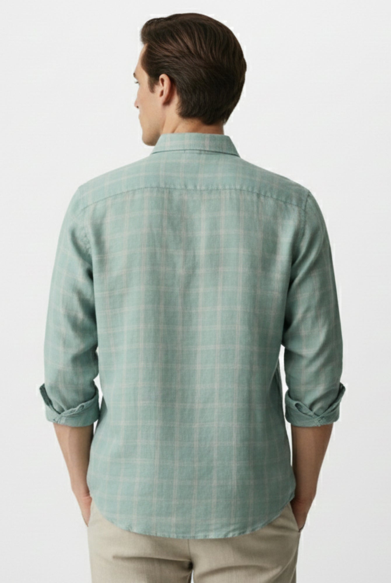 Aqua Sage 100% Pure Linen Checks Shirt - CiceroniMen Shirtsbhrāta