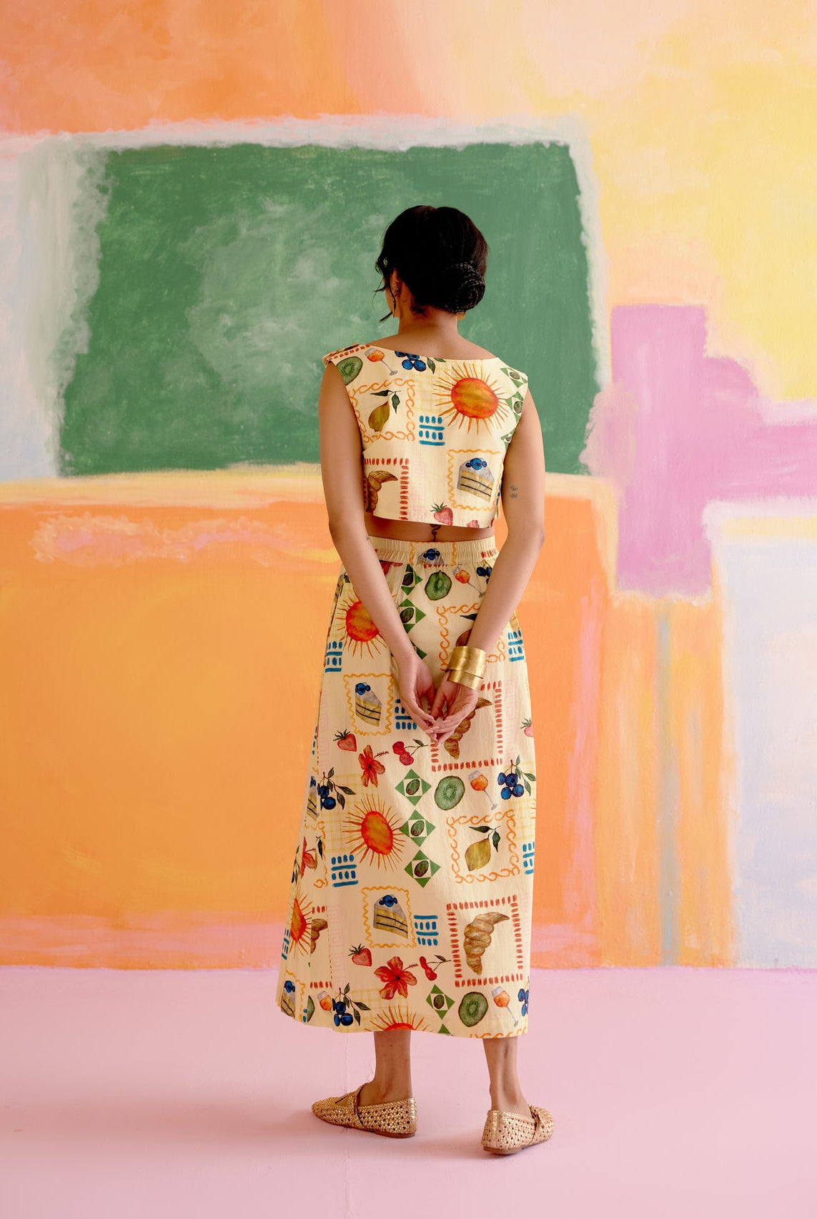 Art Co - ord Set Aloha Print Yellow - CiceroniSkirt SetHappi Space