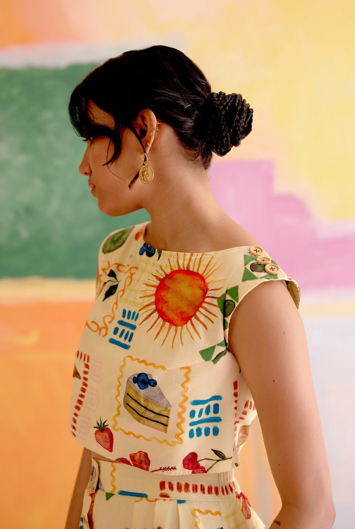 Art Co - ord Set Aloha Print Yellow - CiceroniSkirt SetHappi Space
