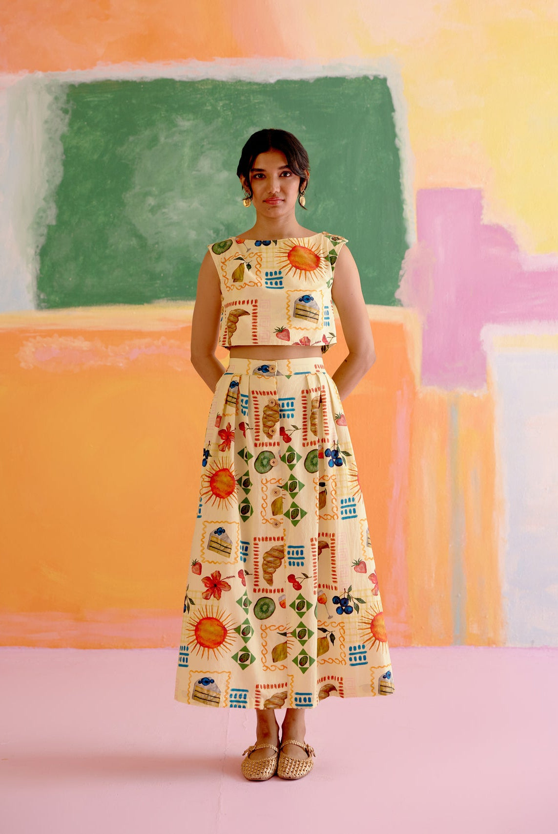 Art Co - ord Set Aloha Print Yellow - CiceroniSkirt SetHappi Space