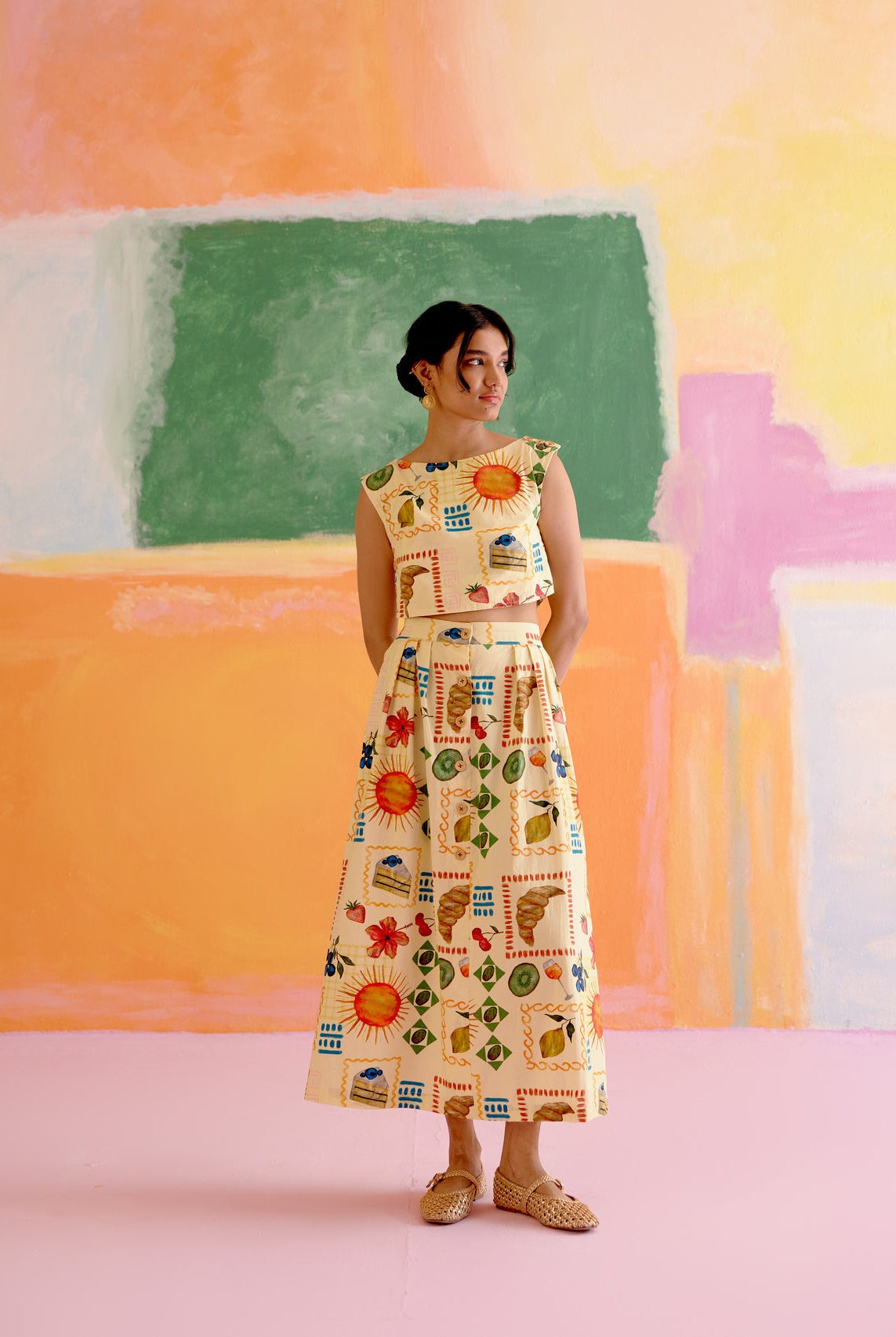 Art Co - ord Set Aloha Print Yellow - CiceroniSkirt SetHappi Space