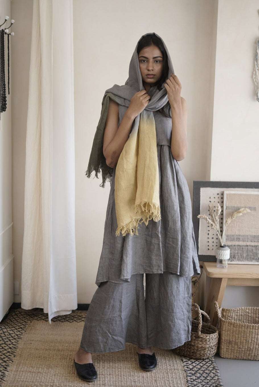 Ash Grey Ombre Stole - CiceroniScarvesPaeony