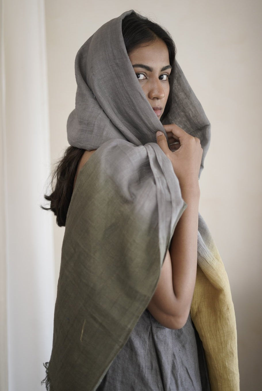 Ash Grey Ombre Stole - CiceroniScarvesPaeony